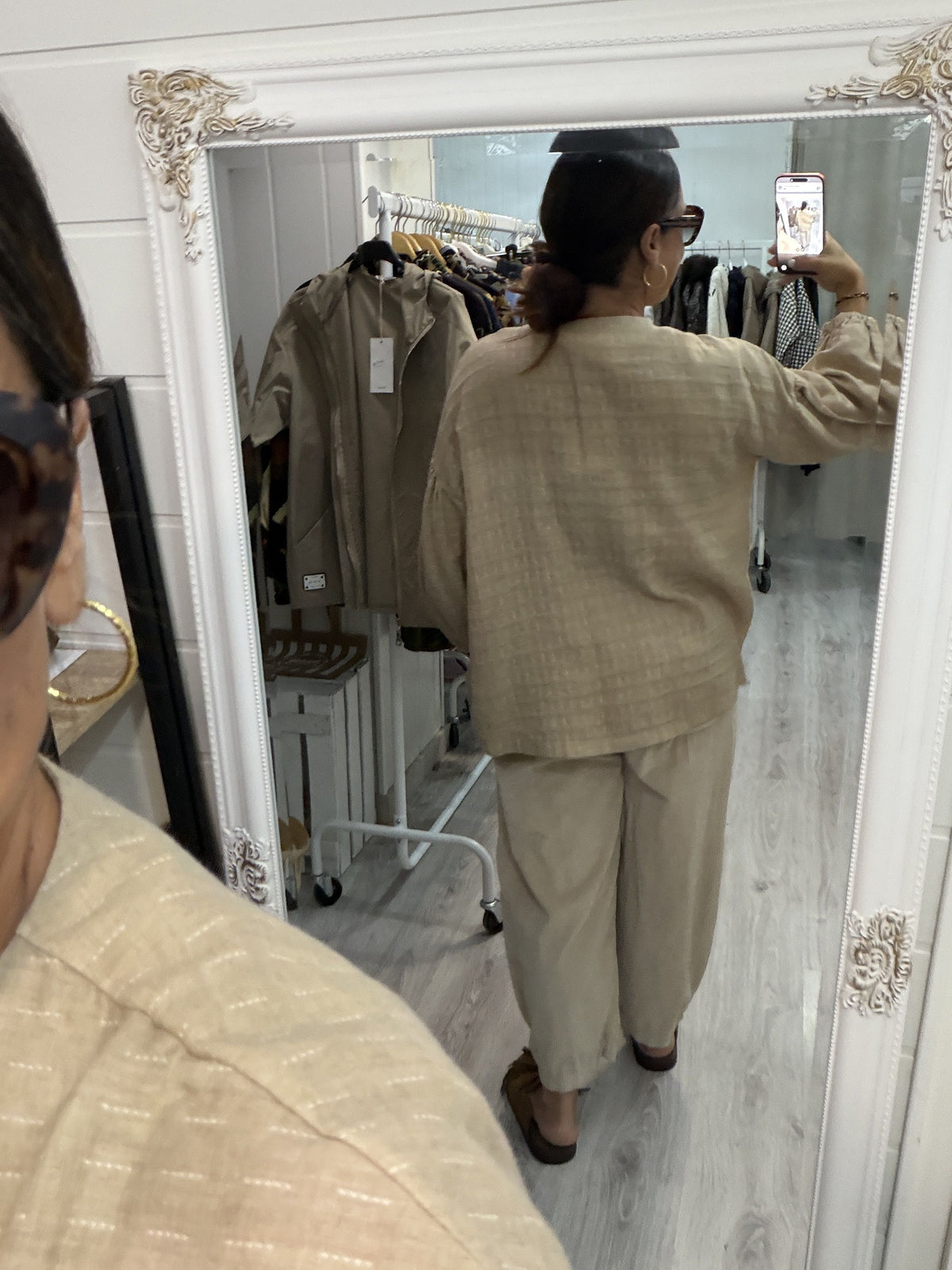 Pantalon pana slouchy beige