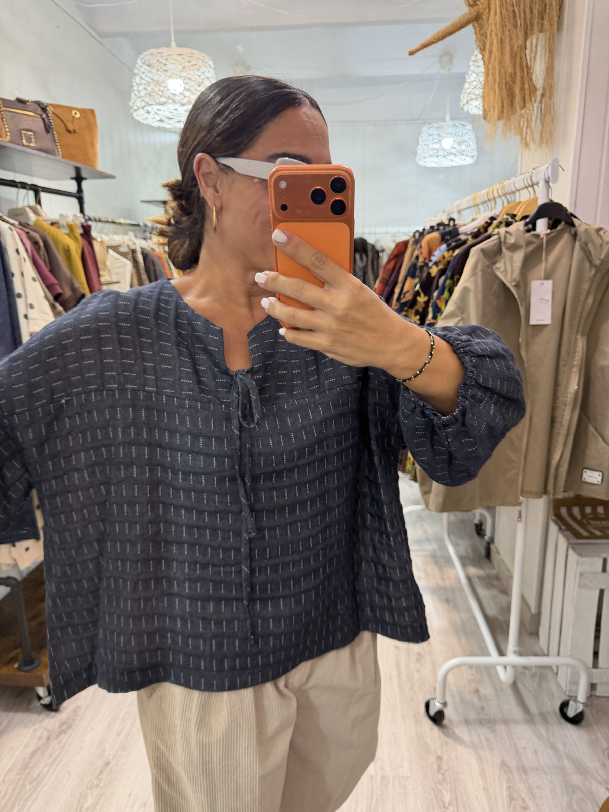 Blusa Boho Motta marino