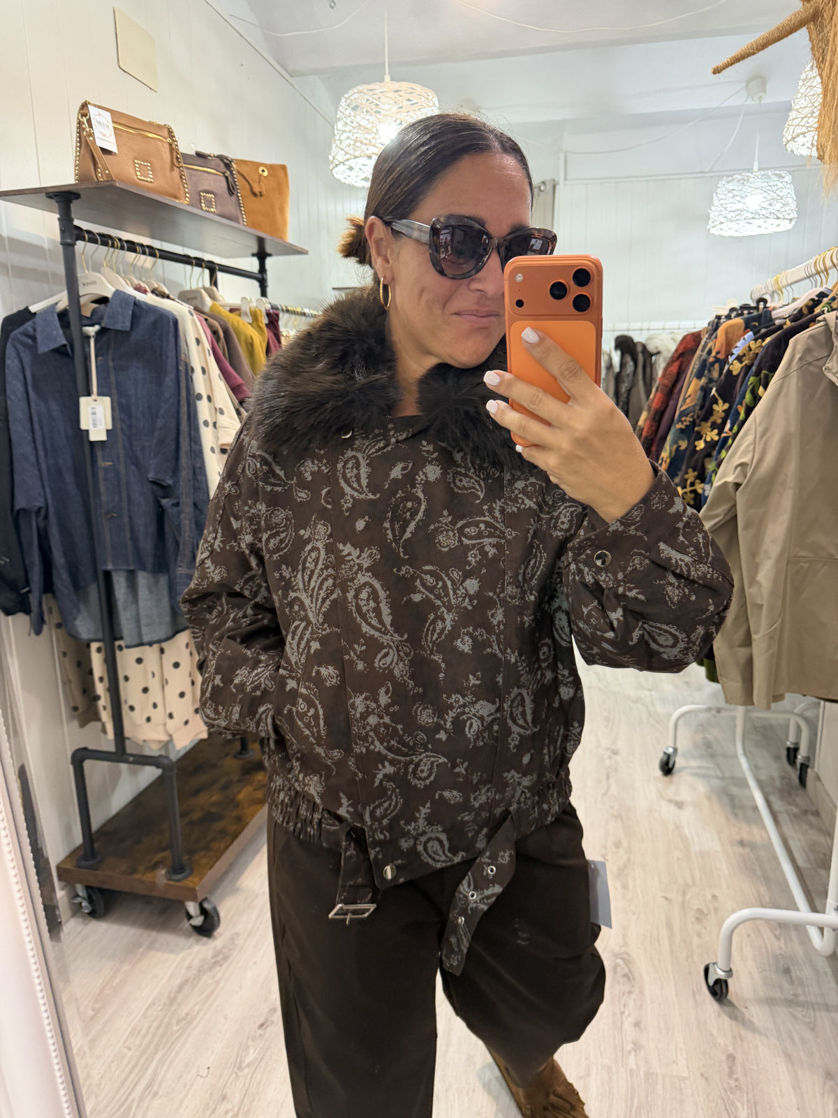 Biker pelo extraíble cachemir