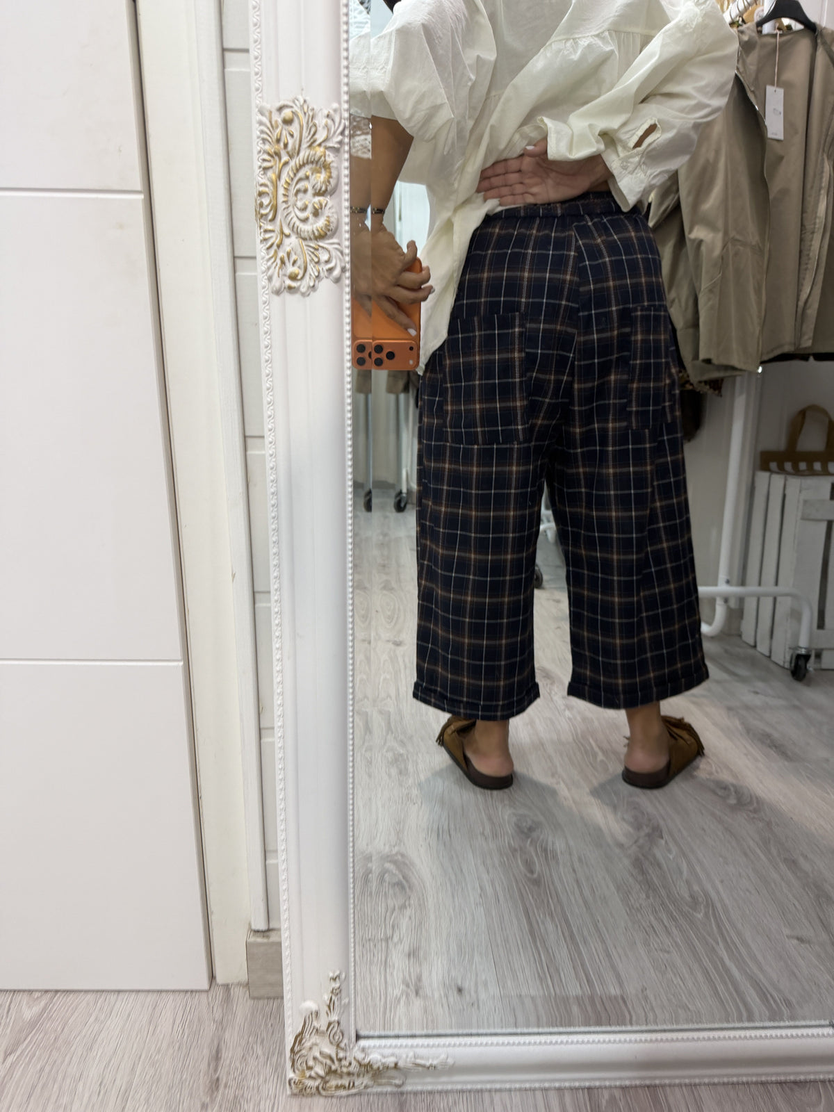 Pantalón Cuadro British marino y chocolate