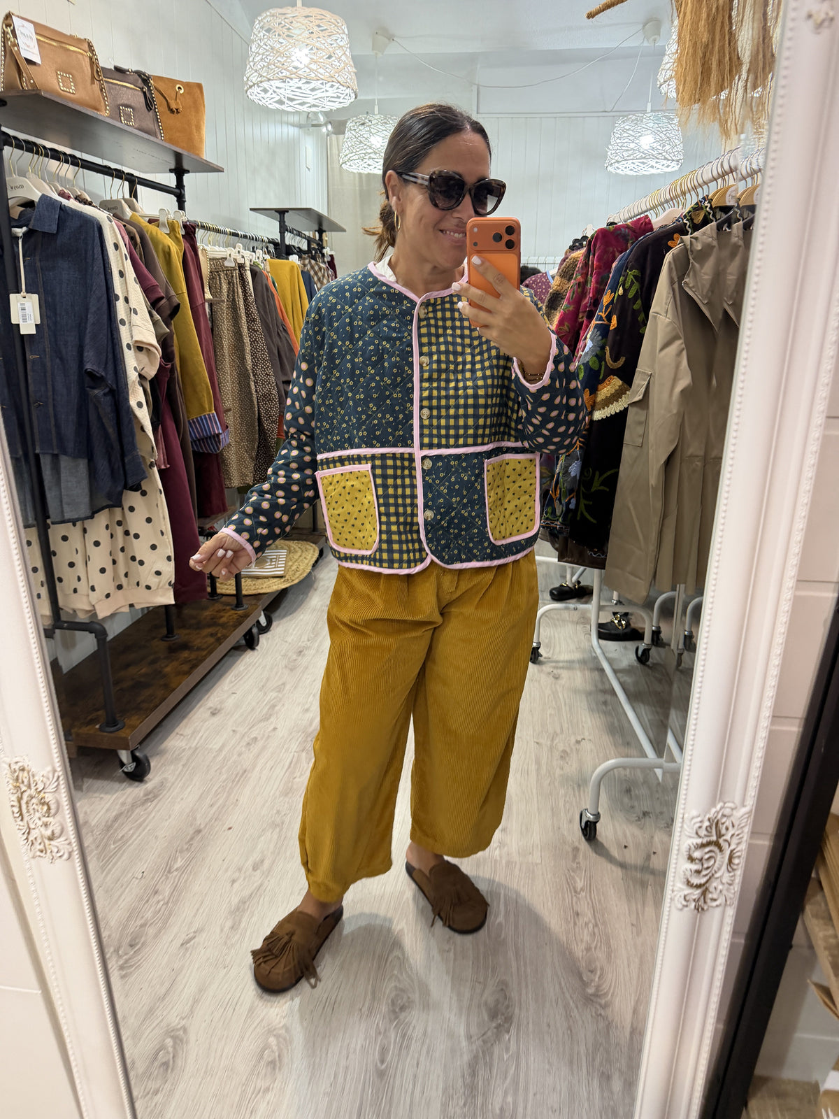 Pantalon pana slouchy mostaza