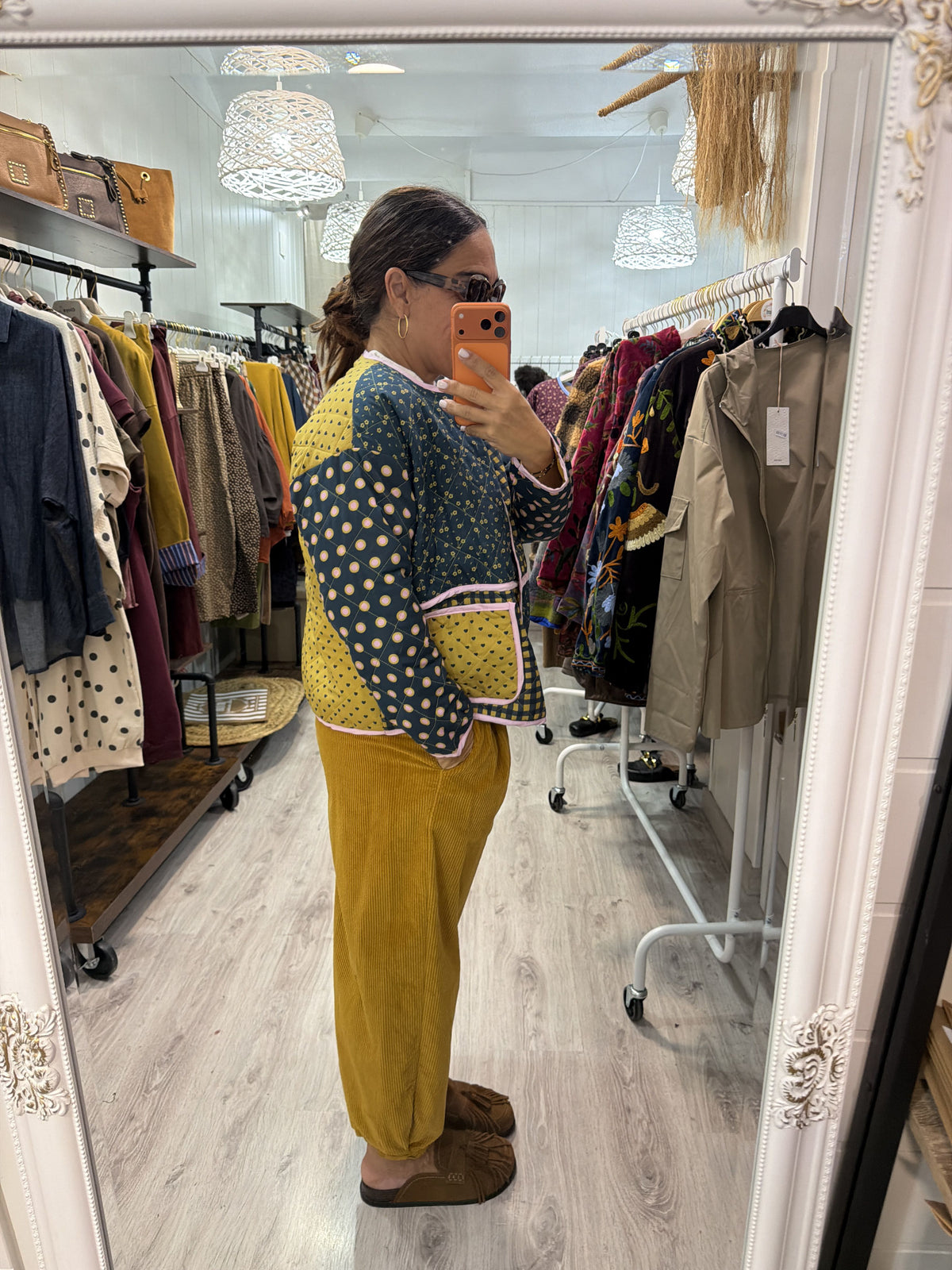 Pantalon pana slouchy mostaza