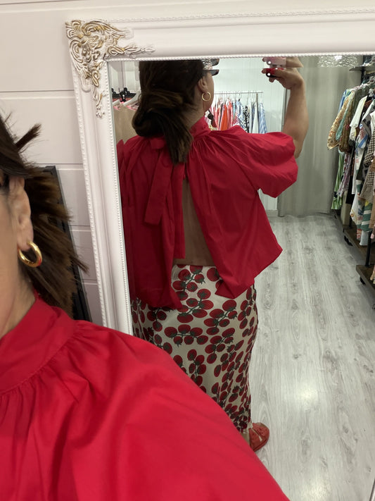 Blusa Lissa lazo espalda descubierta rojo