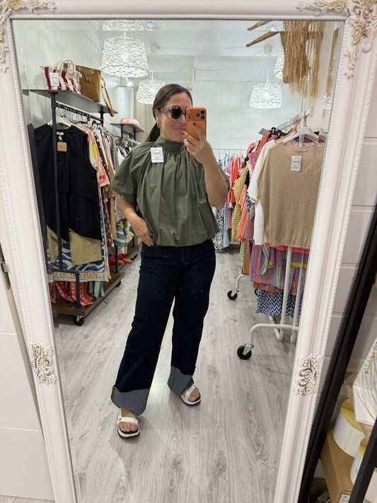 Blusa Lissa lazo espalda descubierta kaki