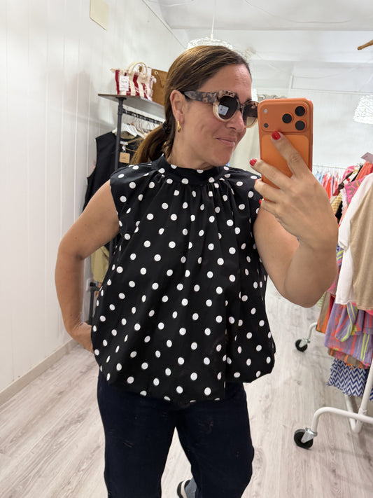 Blusa Topos lazo espalda descubierta negro