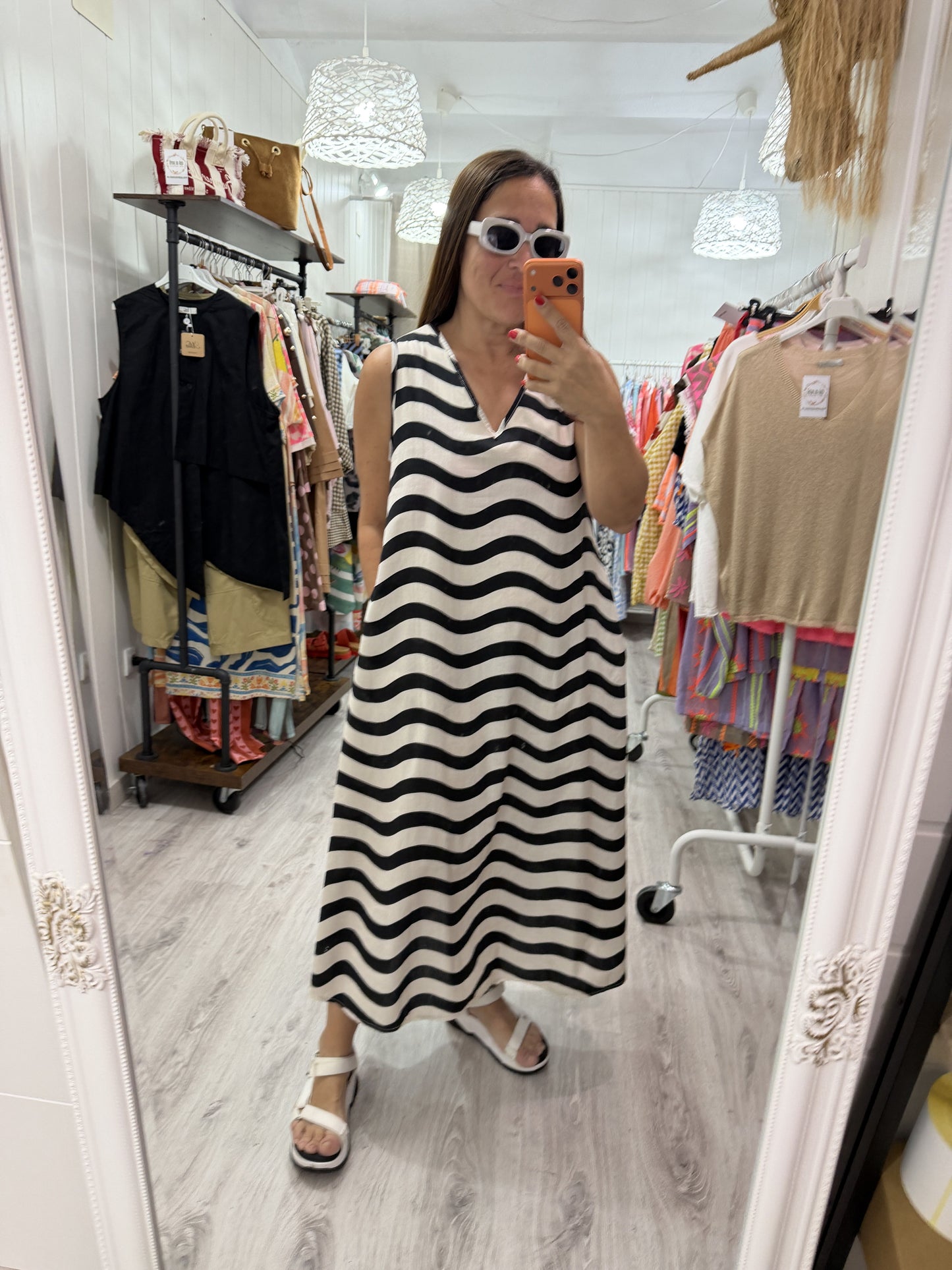 Vestido Copacabana blanco y negro