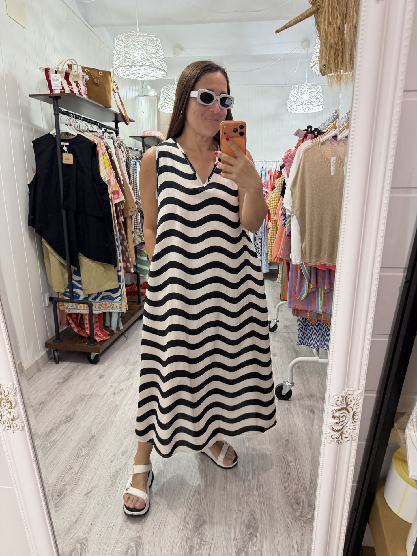 Vestido Copacabana blanco y negro