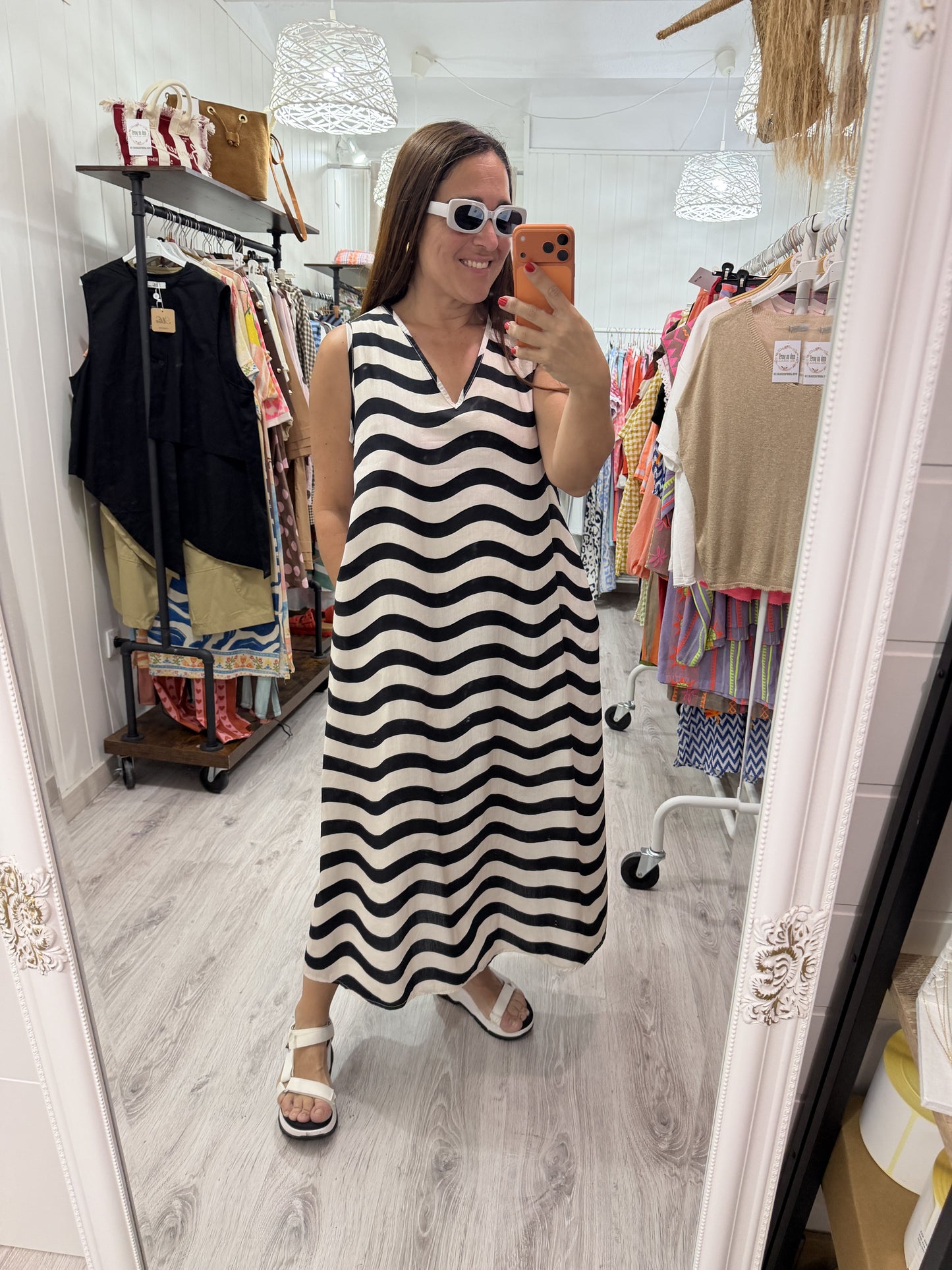 Vestido Copacabana blanco y negro