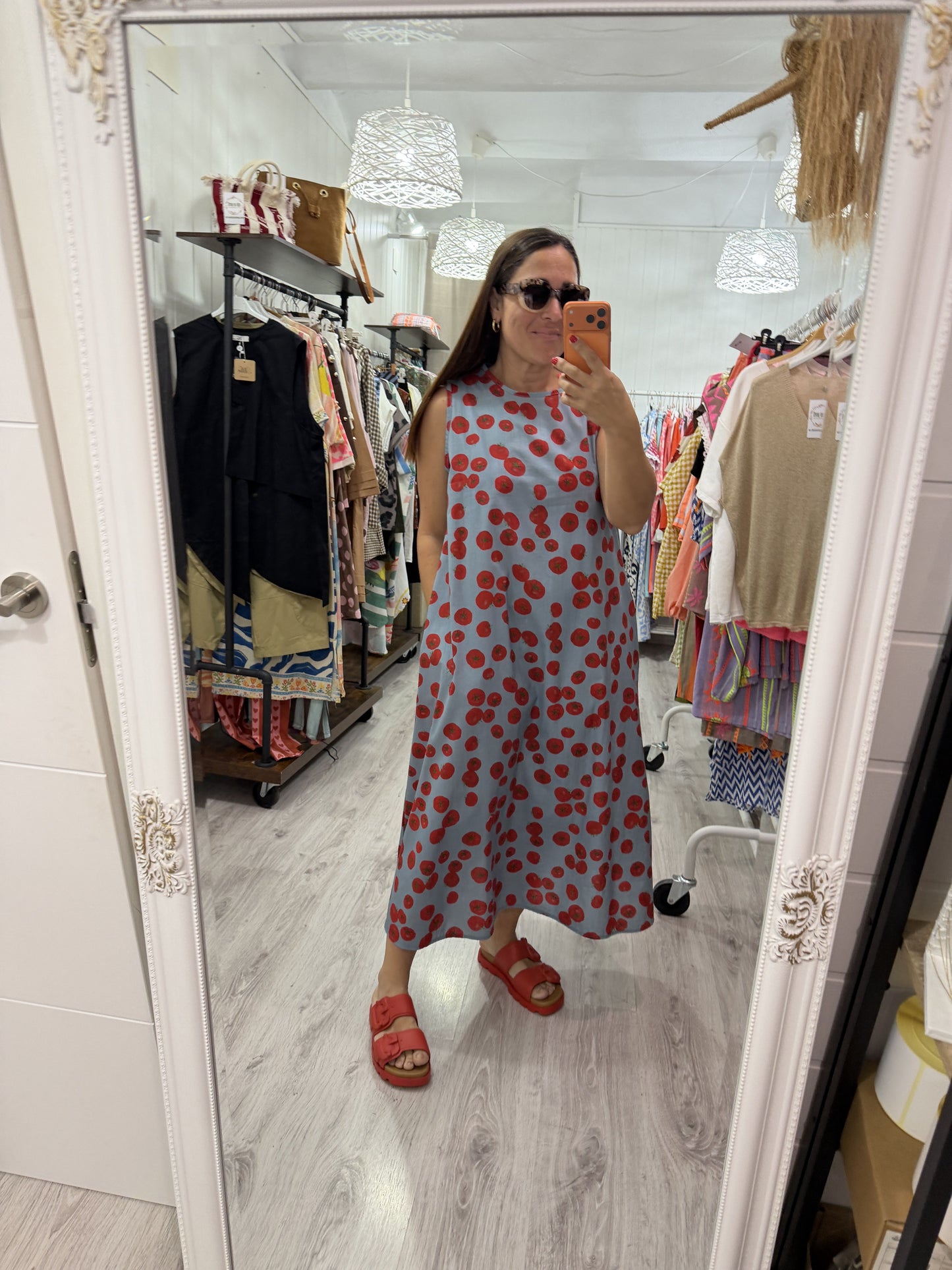Vestido Tomates azul sin mangas