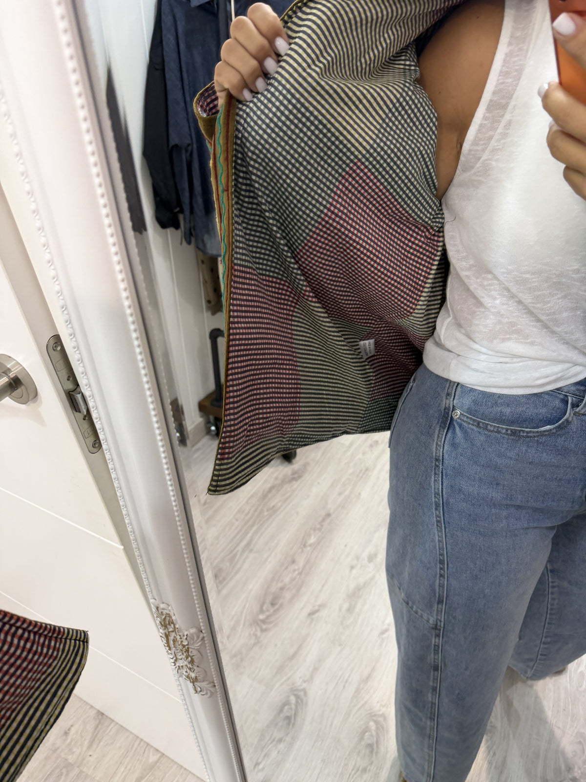 Chaqueta Suzani terciopelo bordada kaki, mostaza, verde