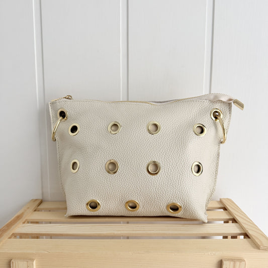 Bolso Piel Bandolera Tachas beige