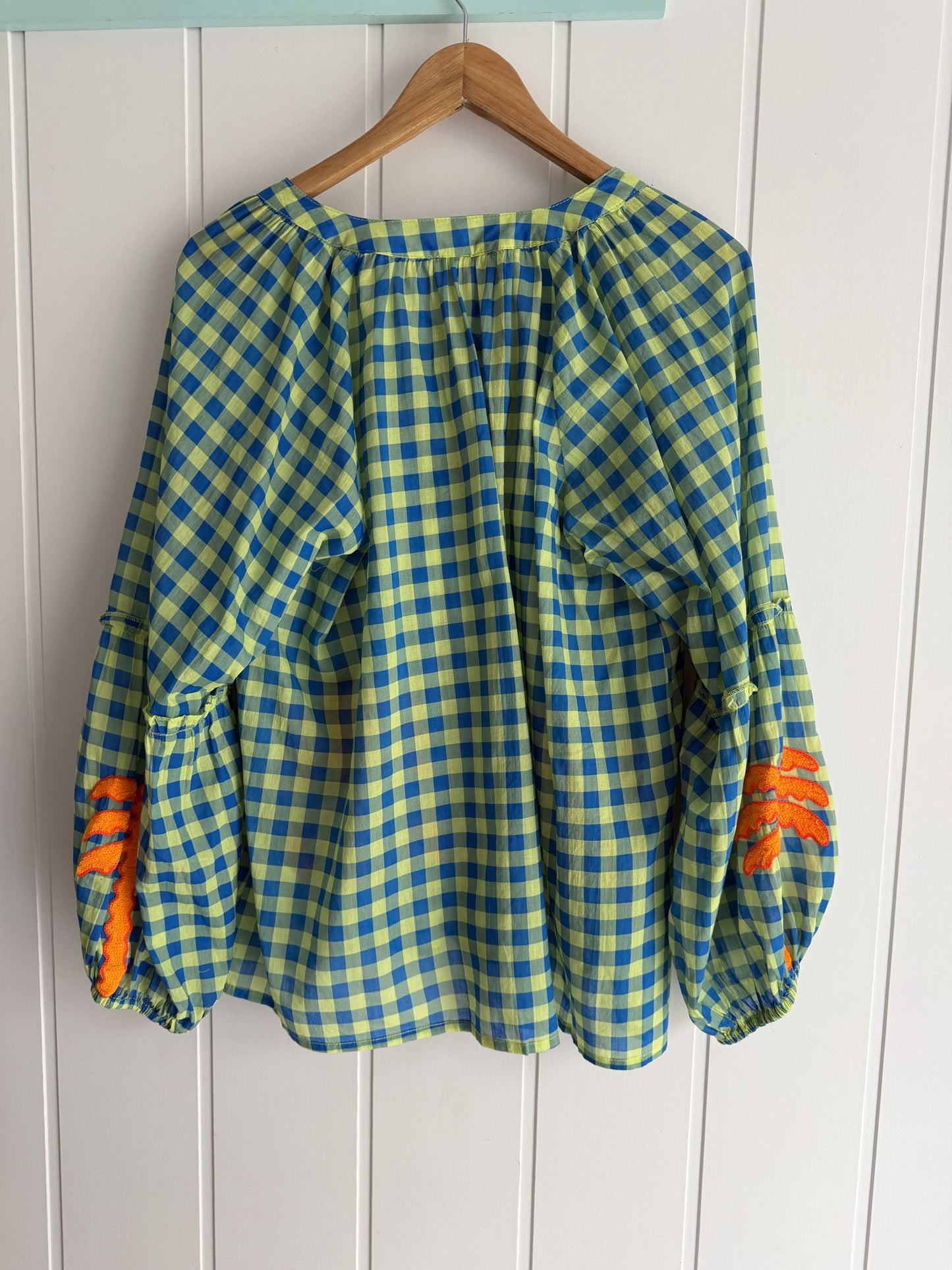 Blusa Jaipur vichy azul y verde