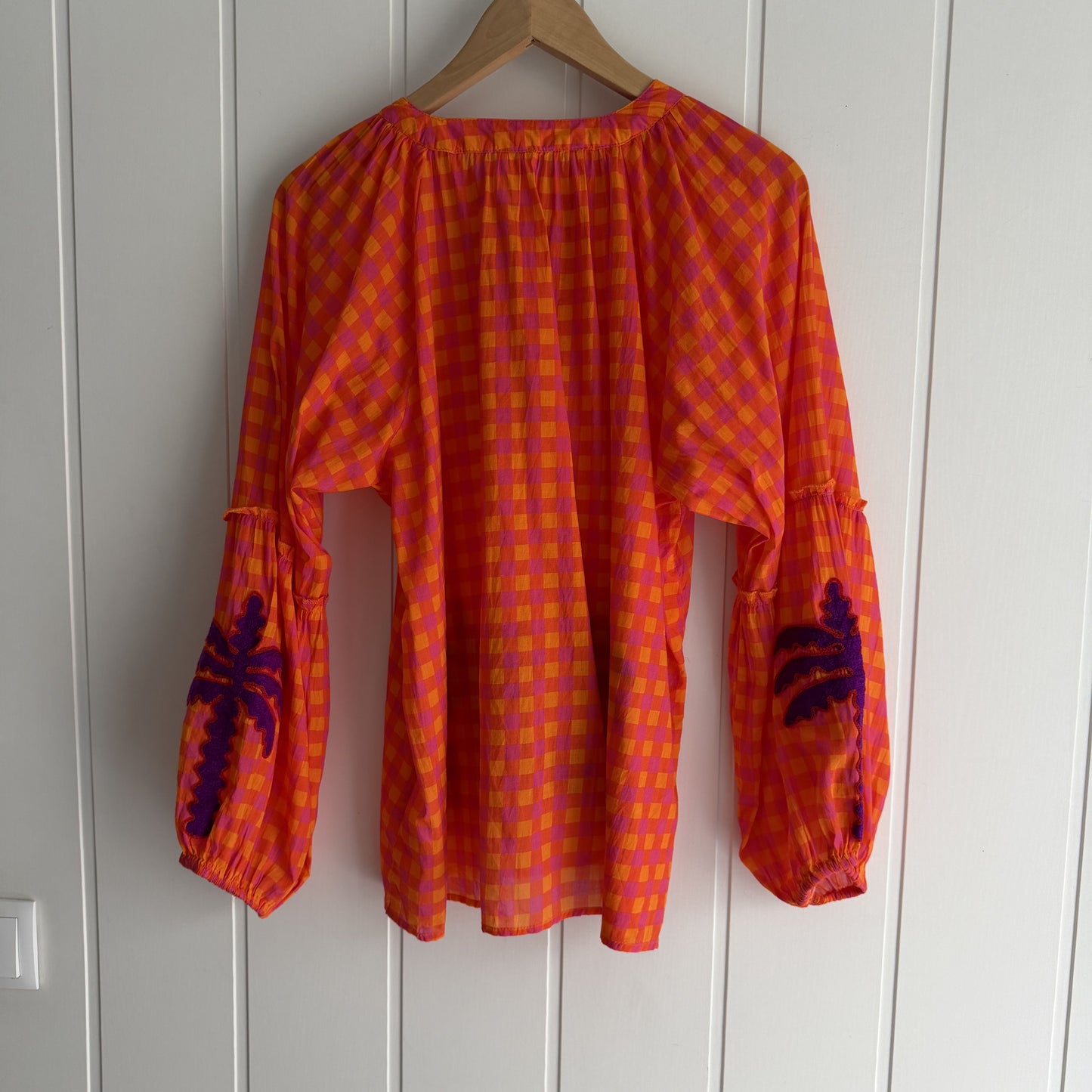 Blusa Jaipur vichy naranja y lila