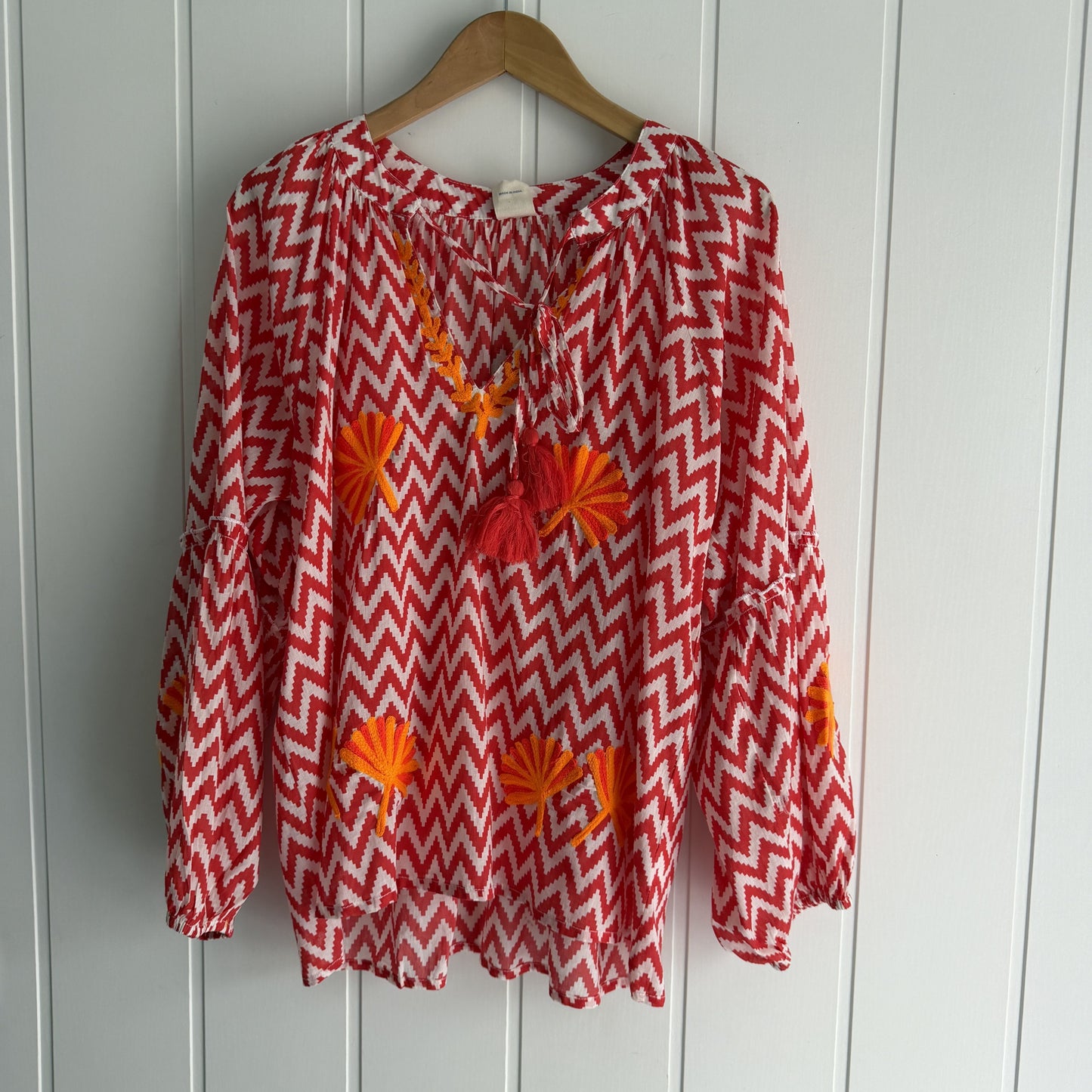 Blusa Jaipur zigzag rojo