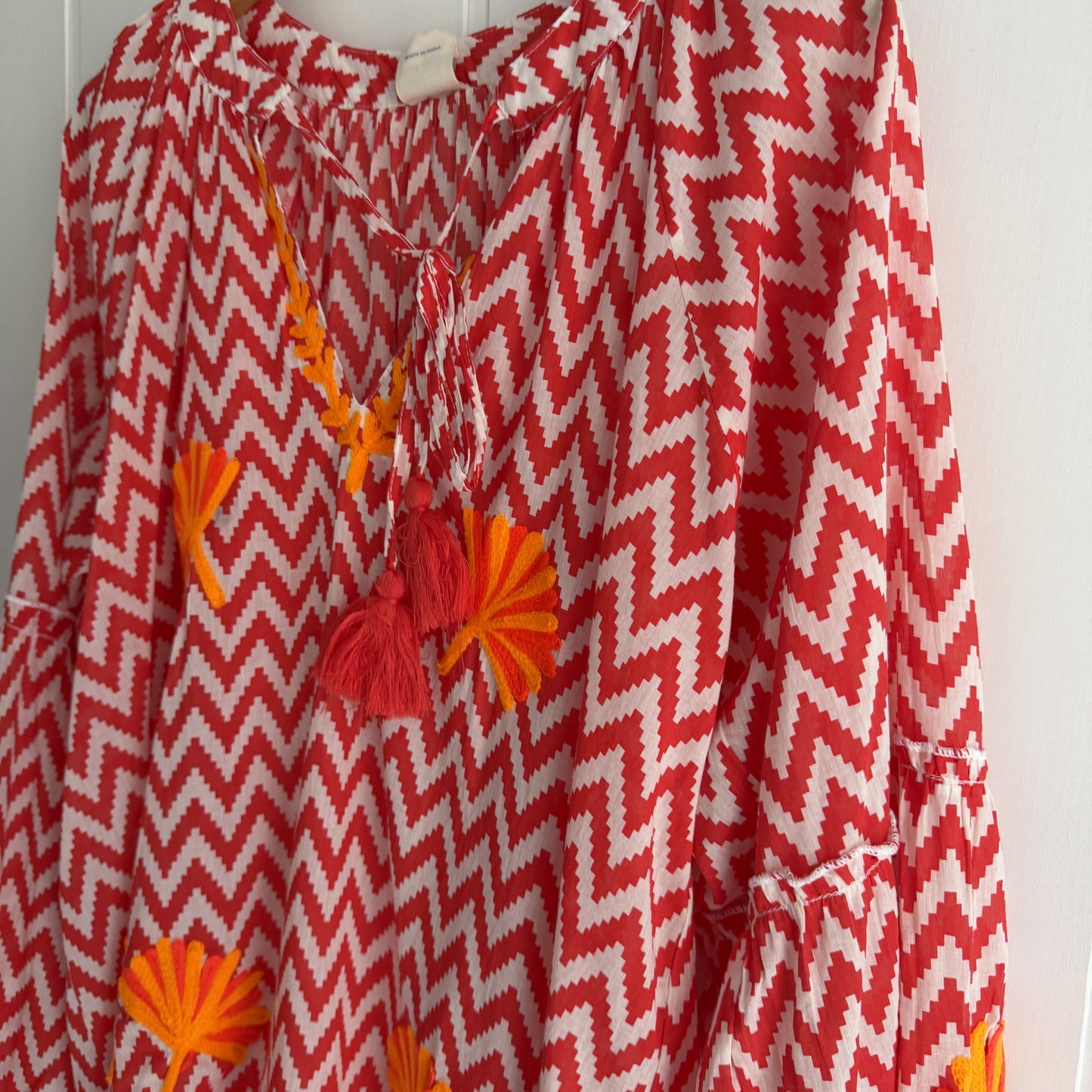 Blusa Jaipur zigzag rojo