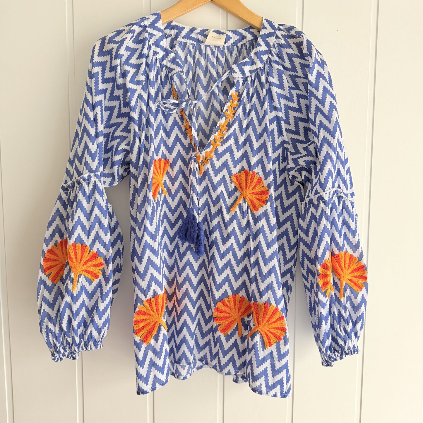 Blusa Jaipur zigzag azul