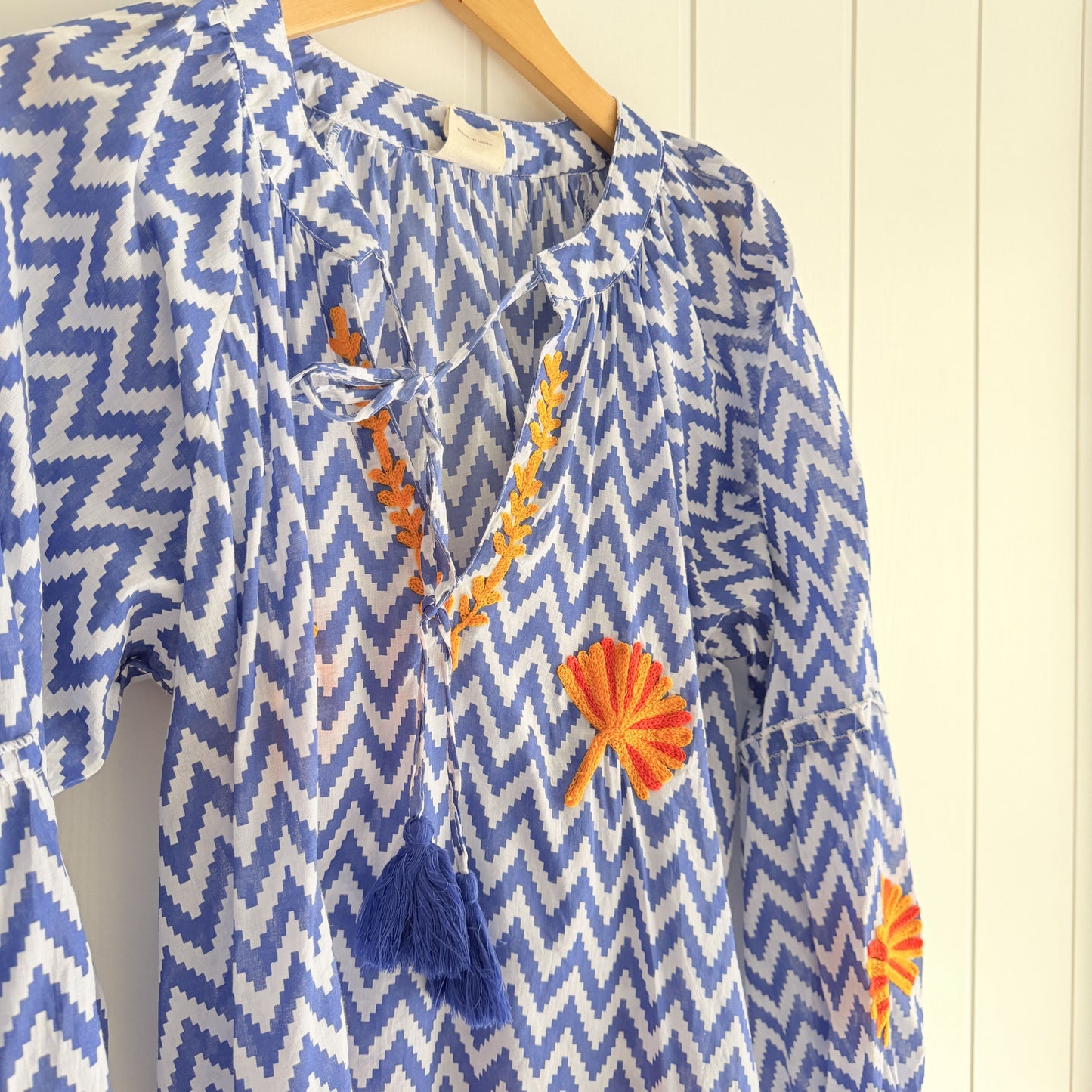 Blusa Jaipur zigzag azul