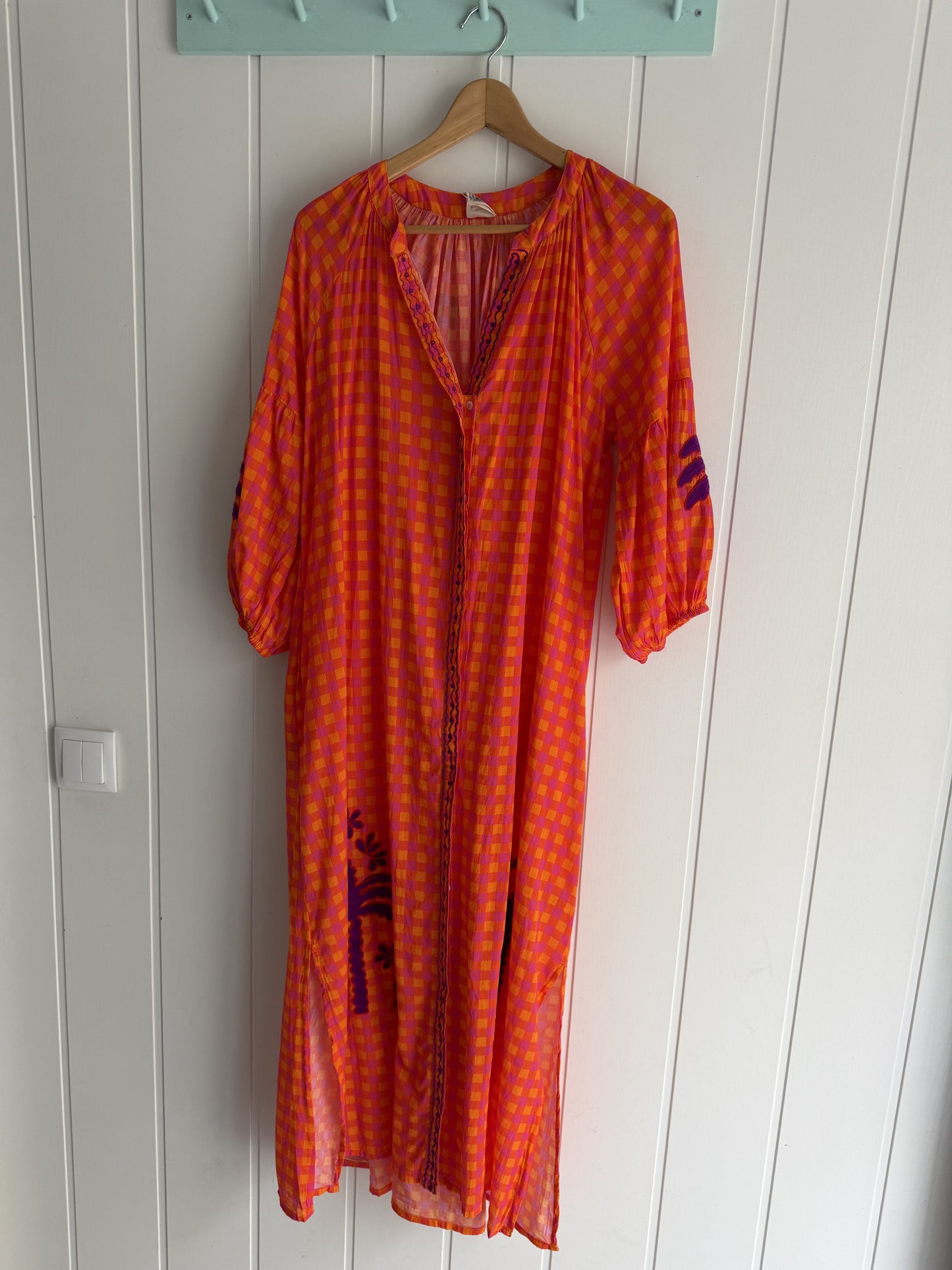 Vestido Jaipur vichy naranja y lila