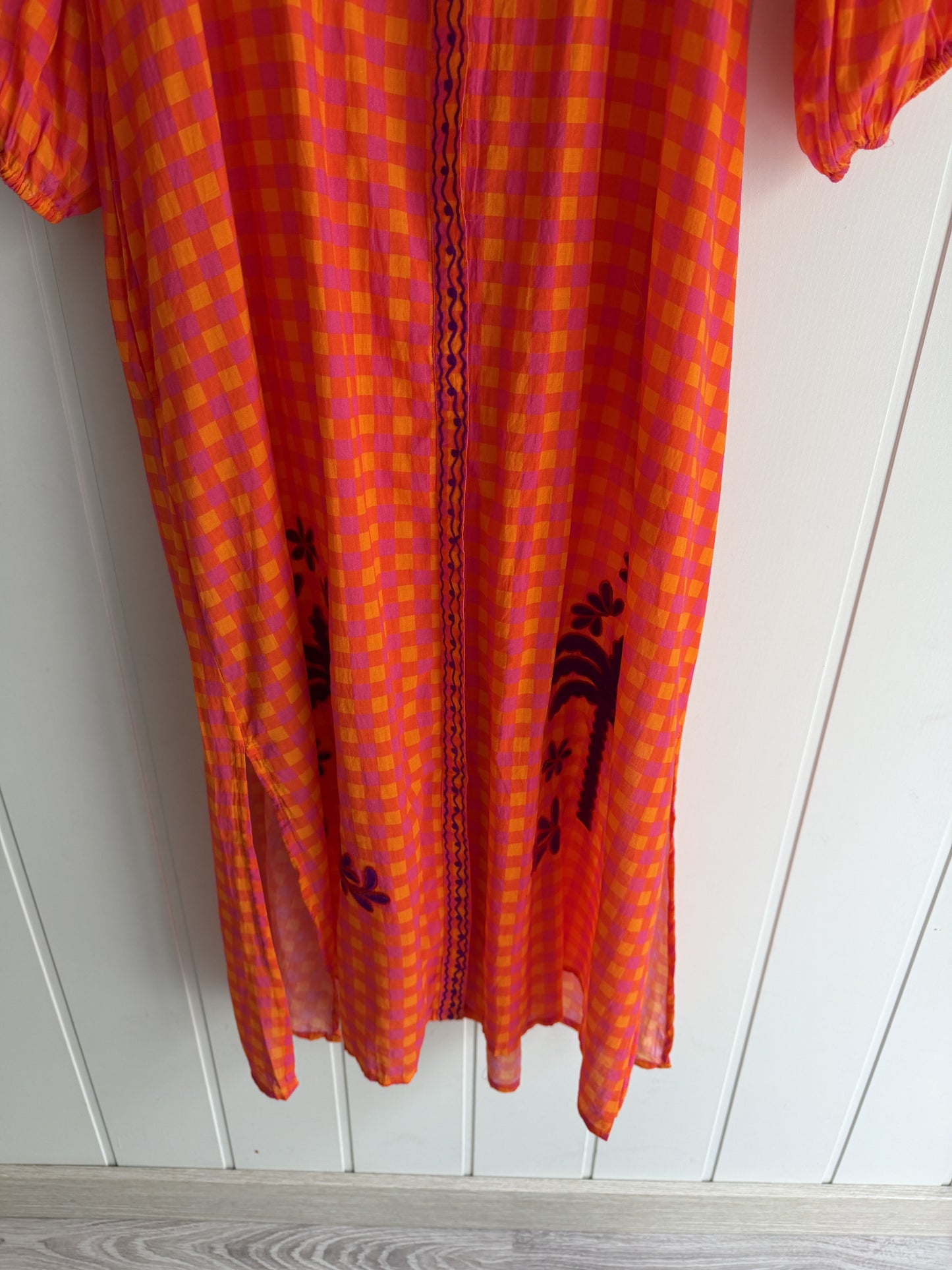 Vestido Jaipur vichy naranja y lila