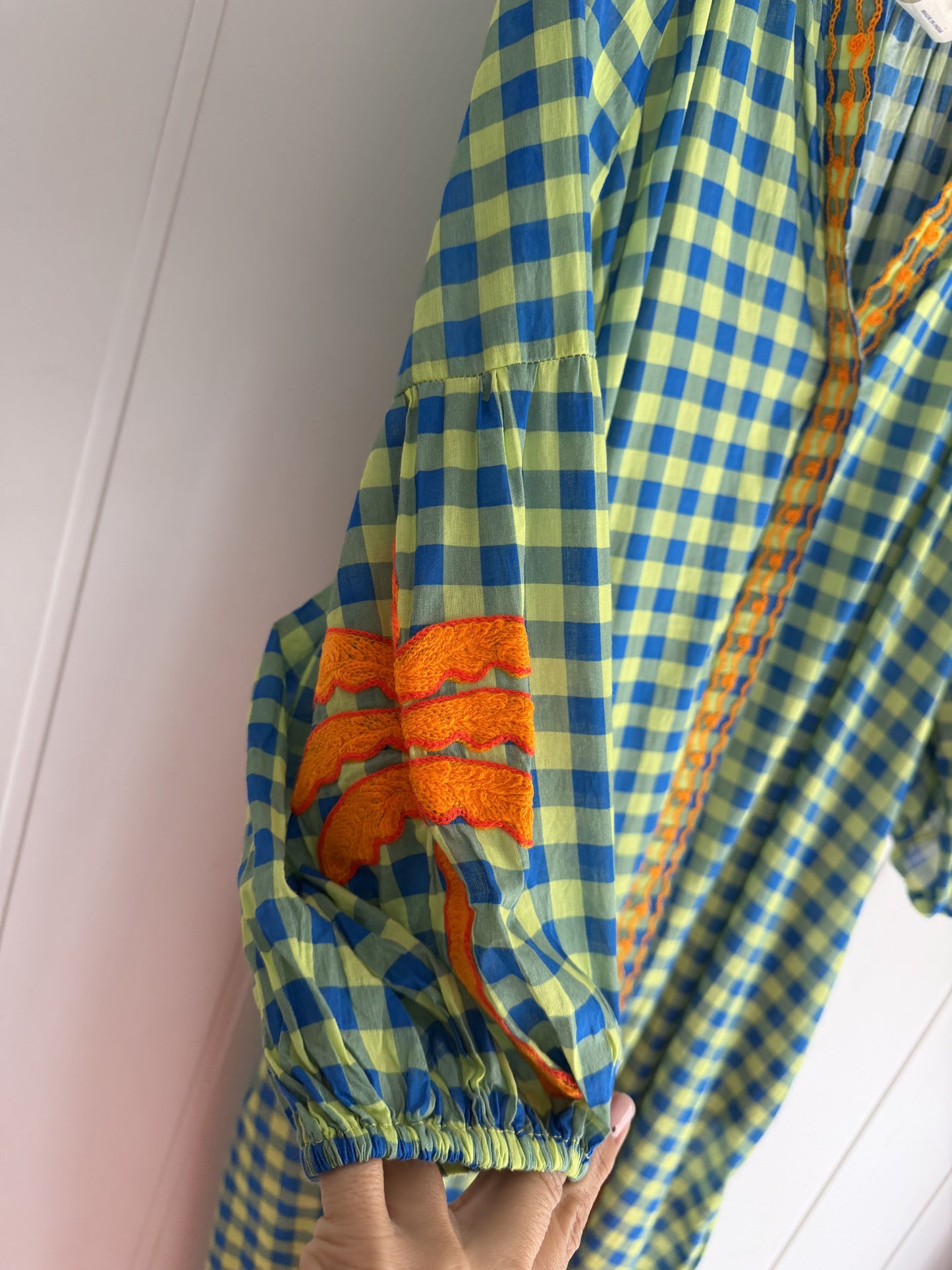 Vestido Jaipur vichy azul y verde