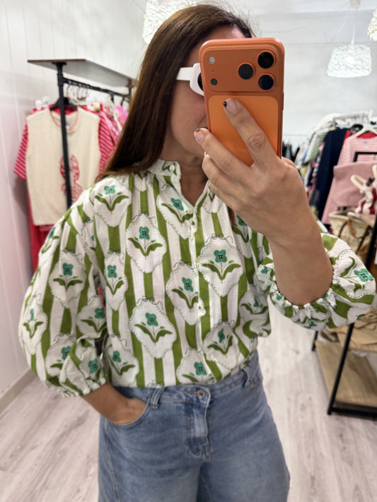 Camisa India verde nomeolvides
