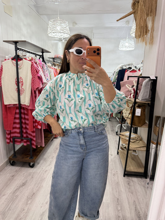 Camisa India turquesa nomeolvides