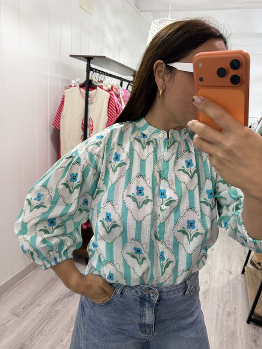 Camisa India turquesa nomeolvides