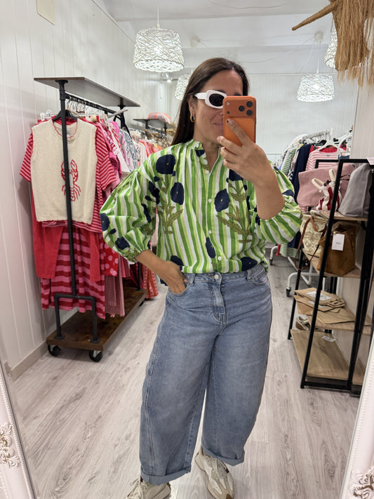 Camisa India Verde Camelias