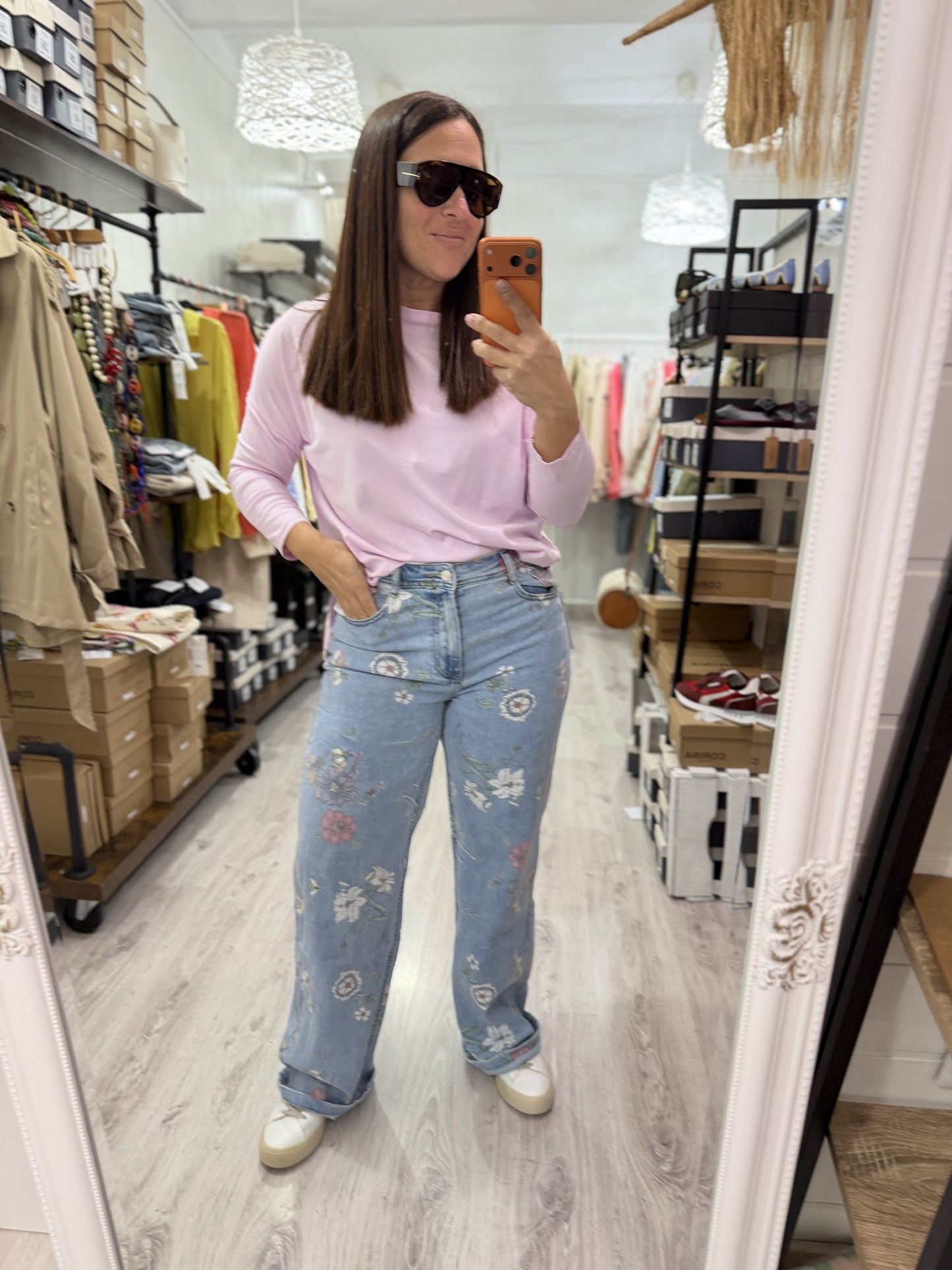 Pantalón jeans Floral