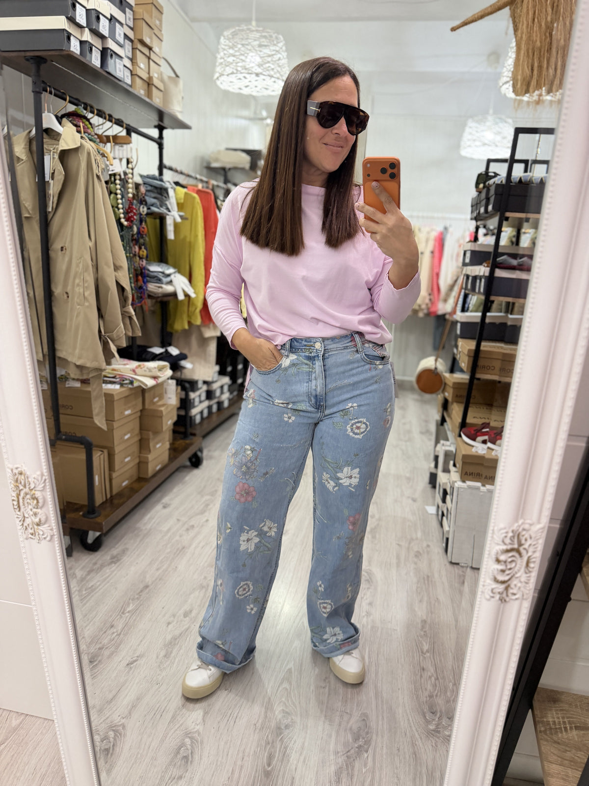 Pantalón jeans Floral