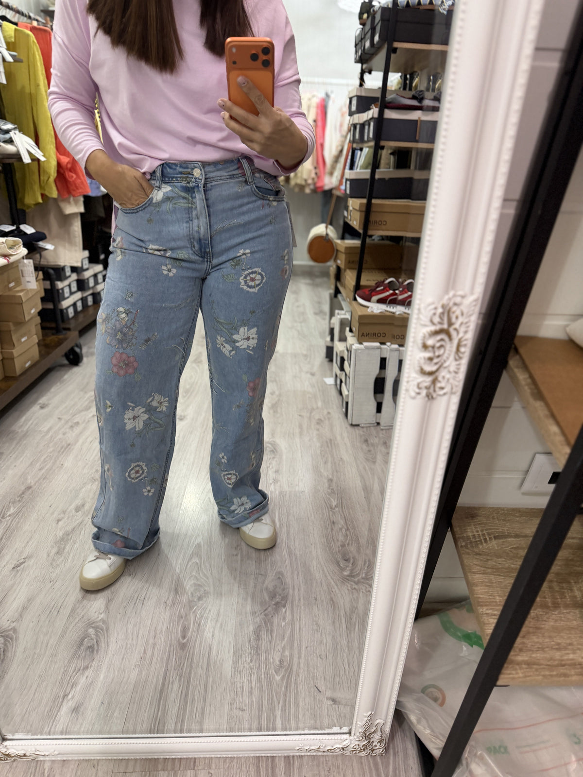 Pantalón jeans Floral
