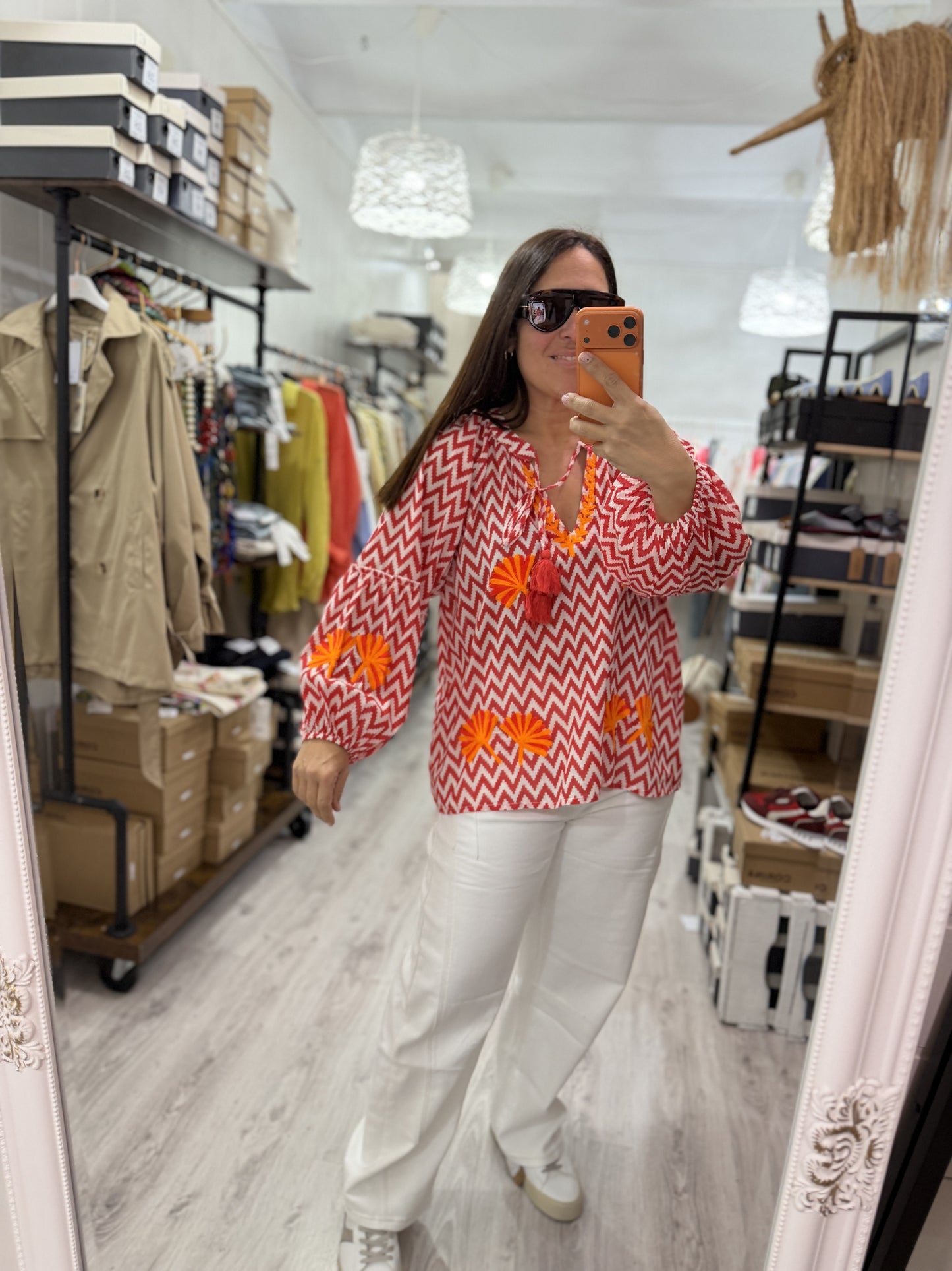 Blusa Jaipur zigzag rojo