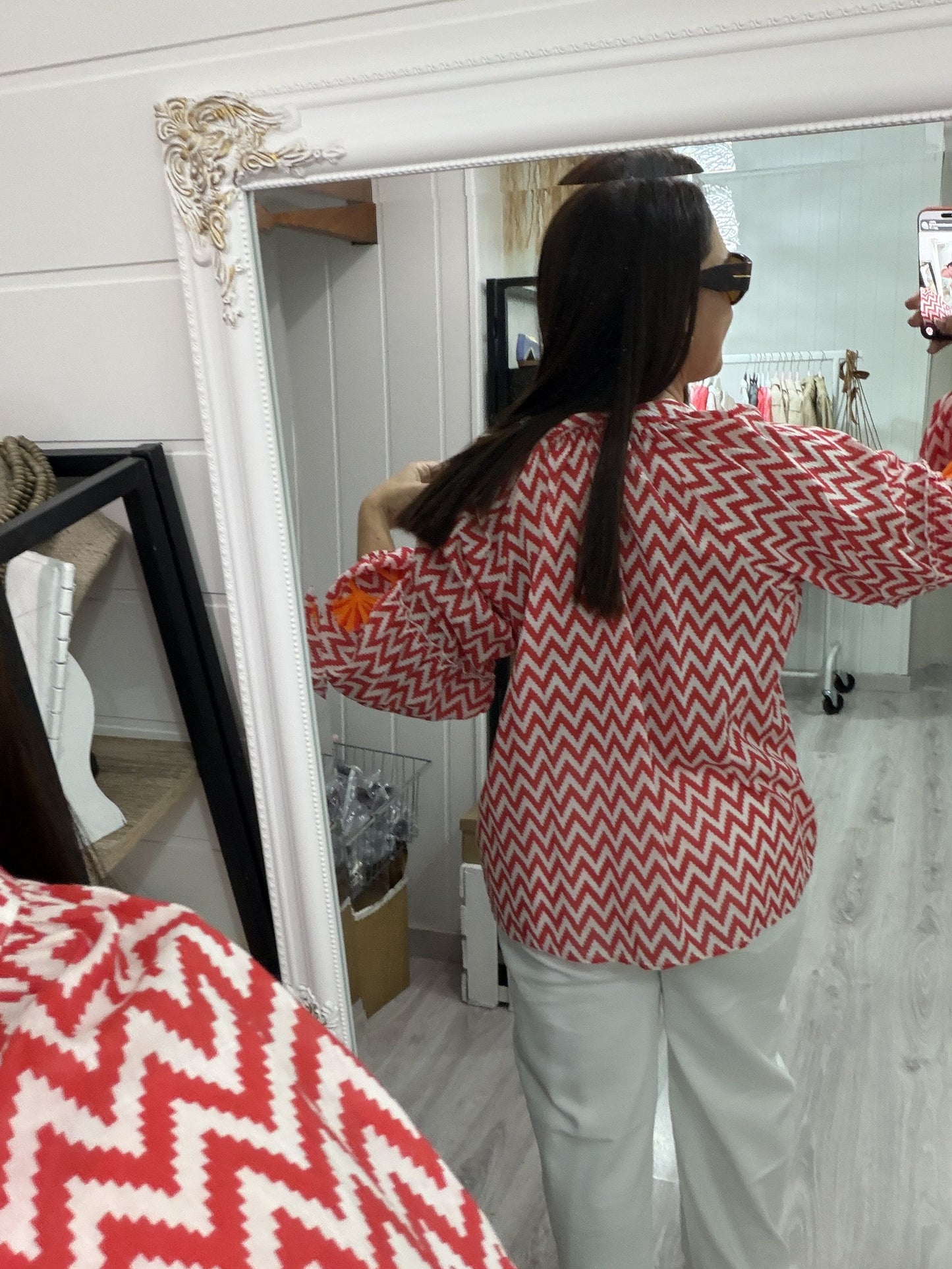 Blusa Jaipur zigzag rojo