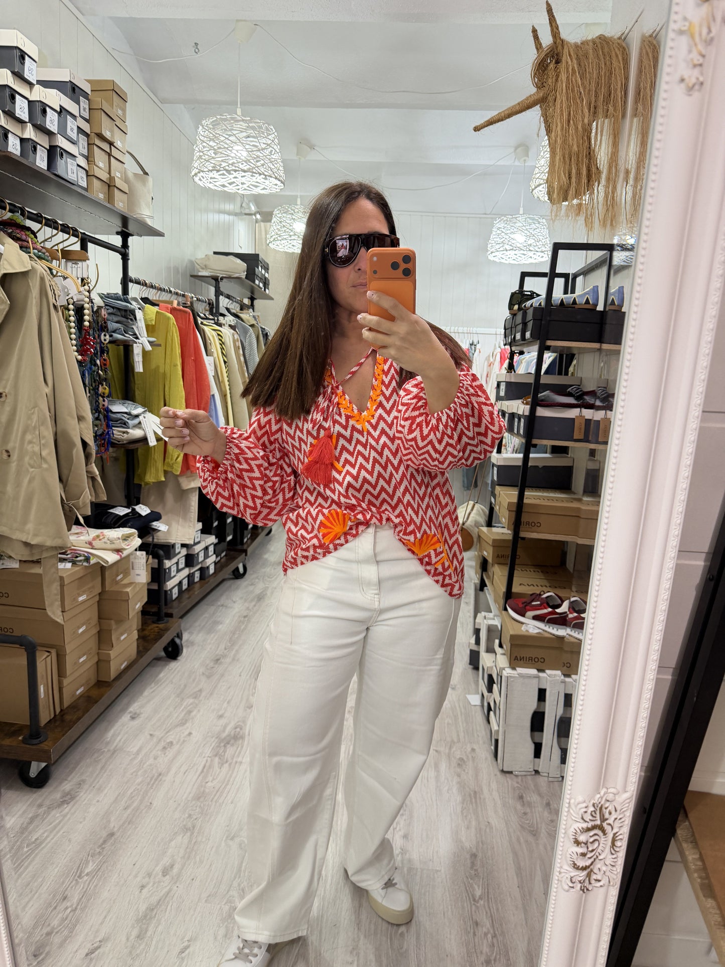 Blusa Jaipur zigzag rojo