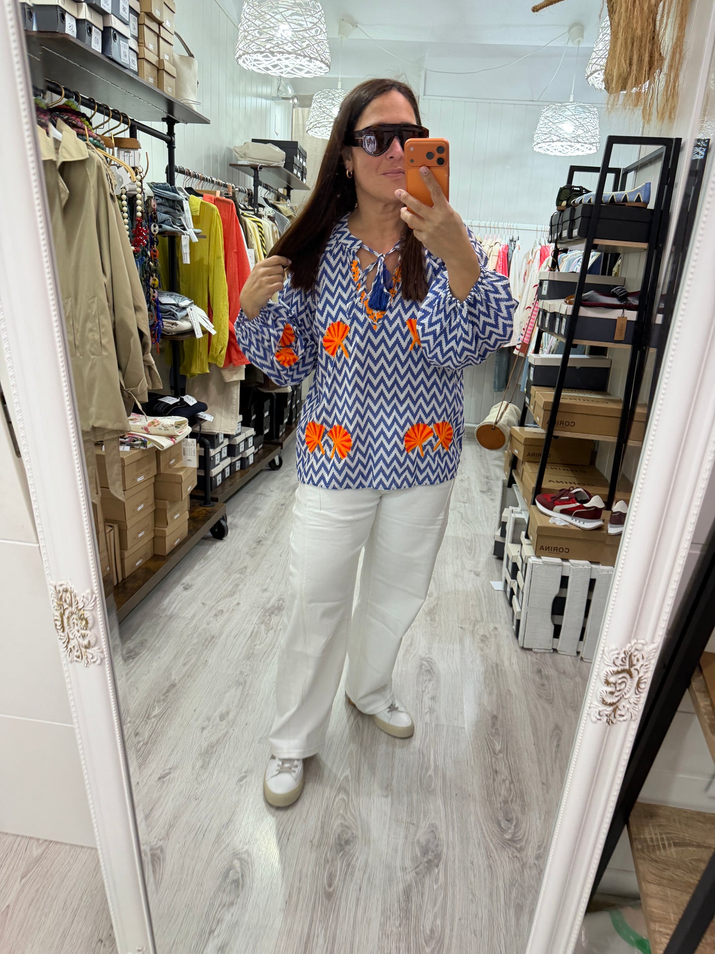 Blusa Jaipur zigzag azul