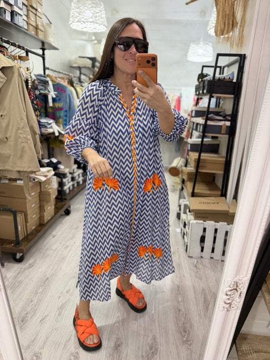 Vestido Jaipur zigzag azul