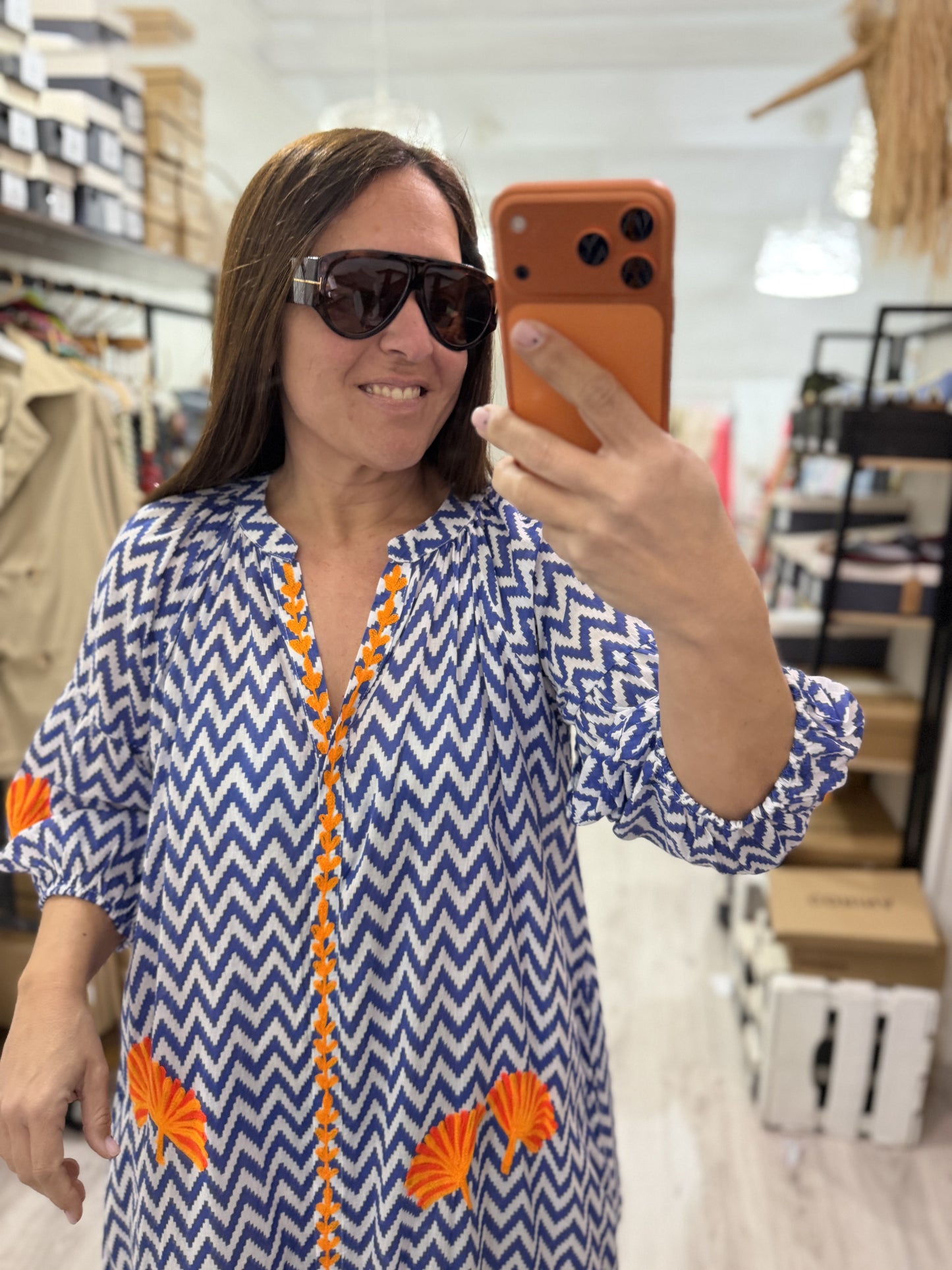 Vestido Jaipur zigzag azul