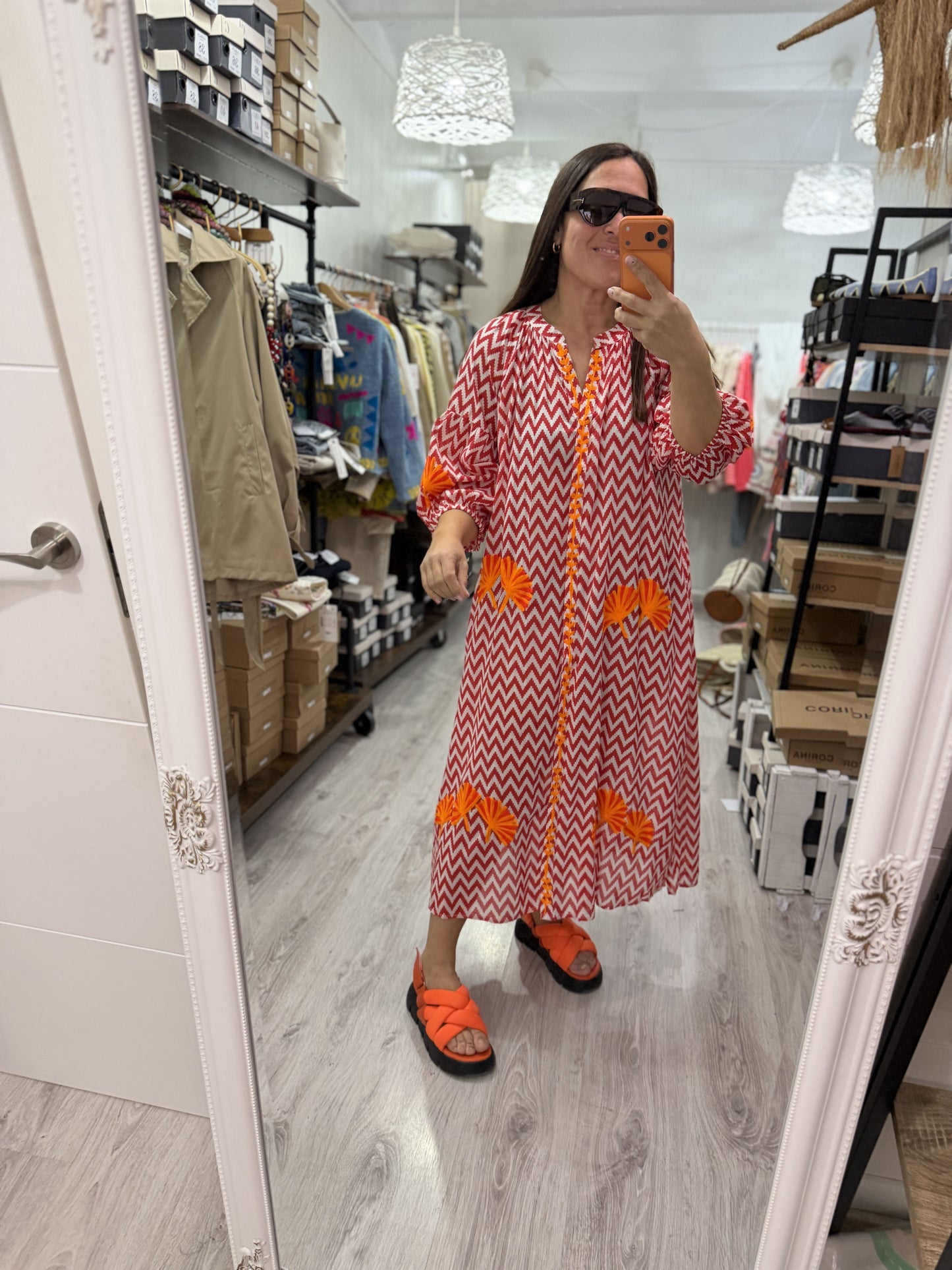 Vestido Jaipur zigzag rojo