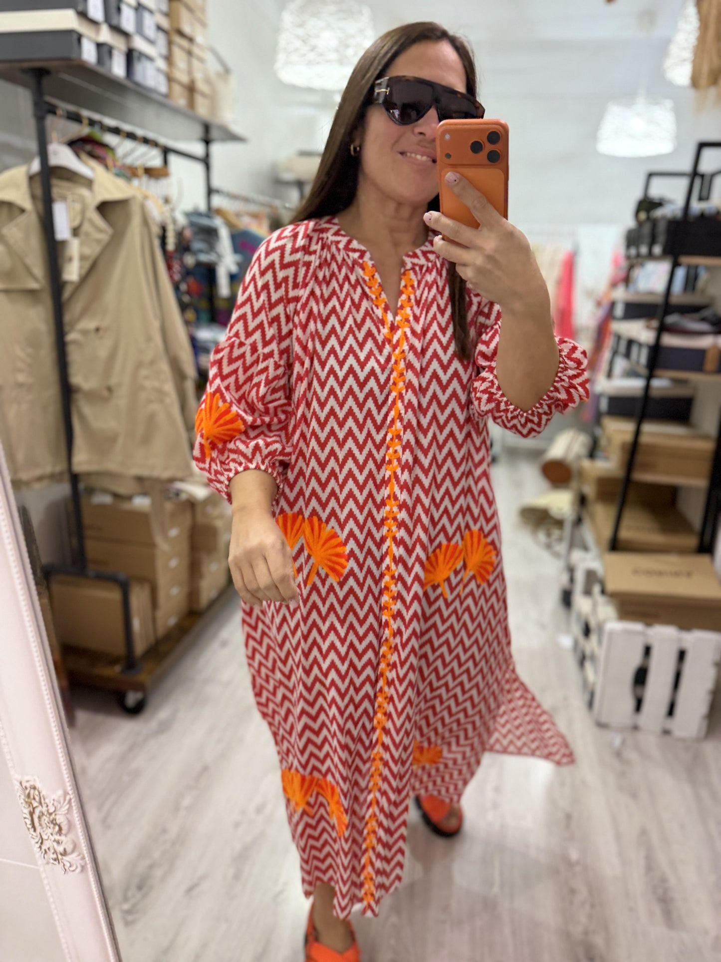 Vestido Jaipur zigzag rojo