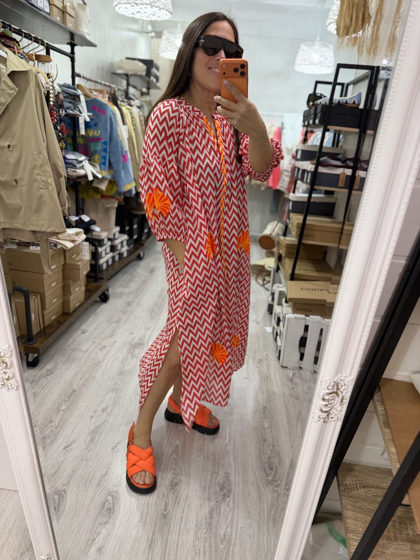 Vestido Jaipur zigzag rojo