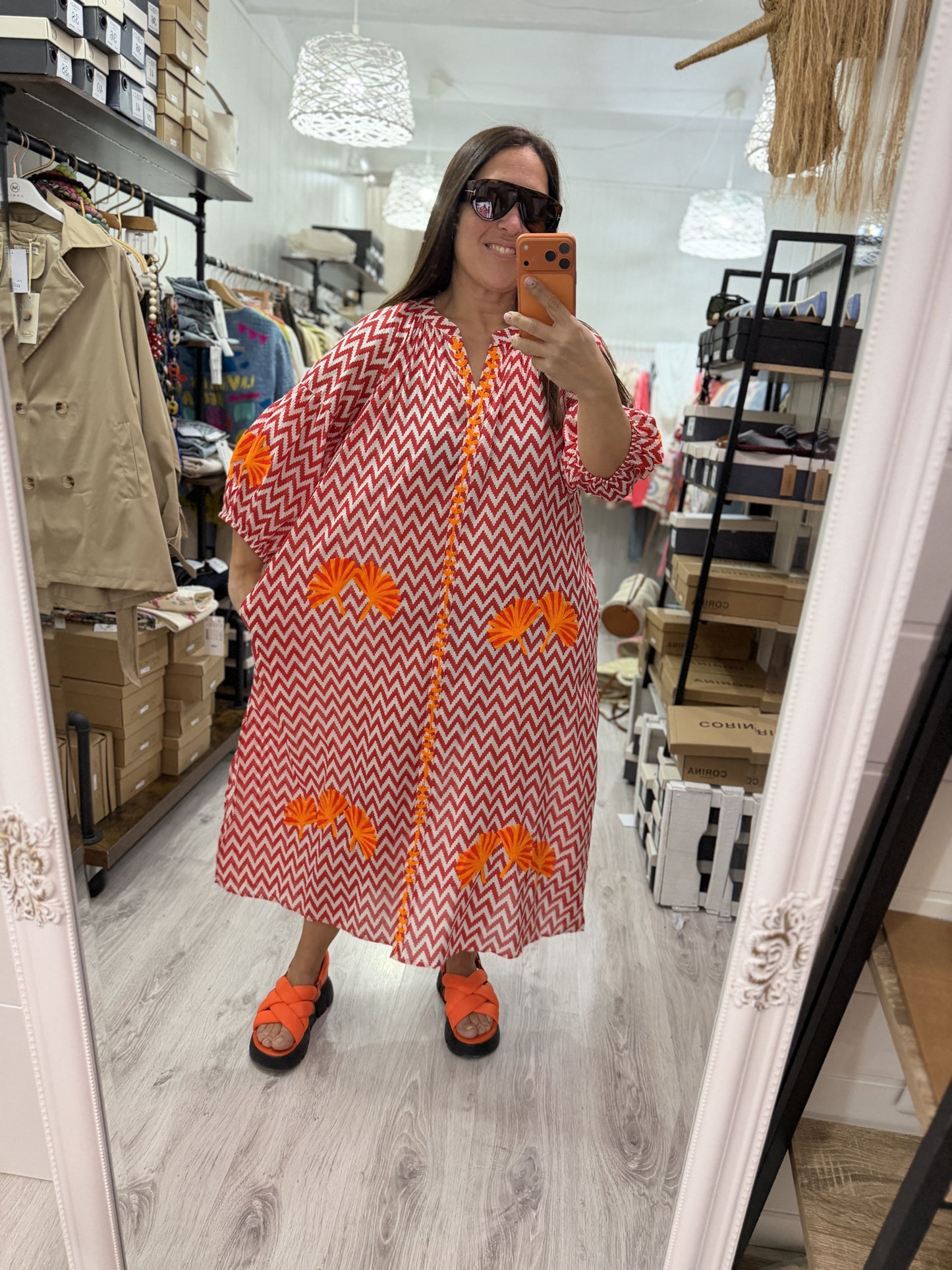 Vestido Jaipur zigzag rojo