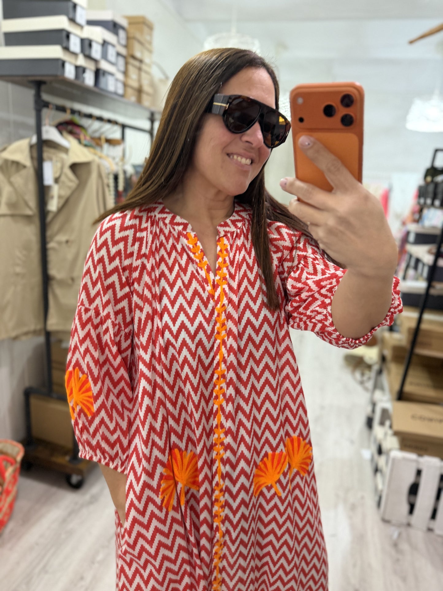 Vestido Jaipur zigzag rojo