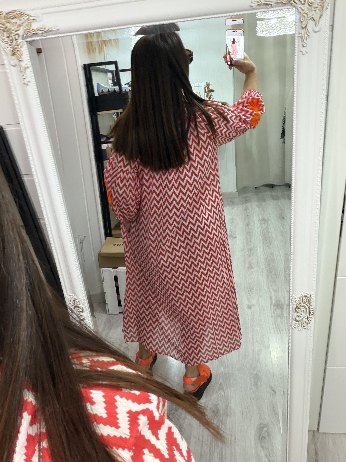 Vestido Jaipur zigzag rojo