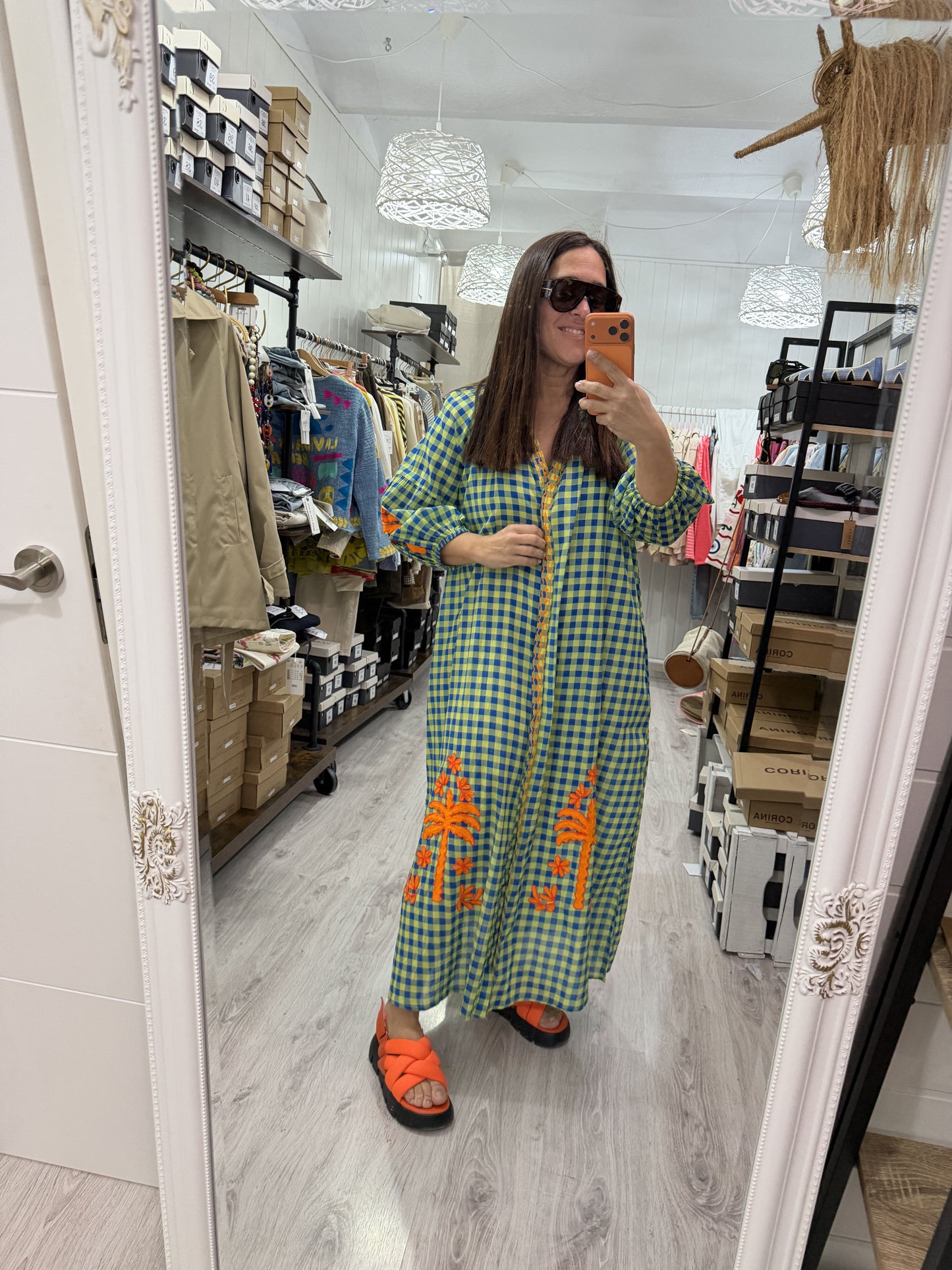 Vestido Jaipur vichy azul y verde