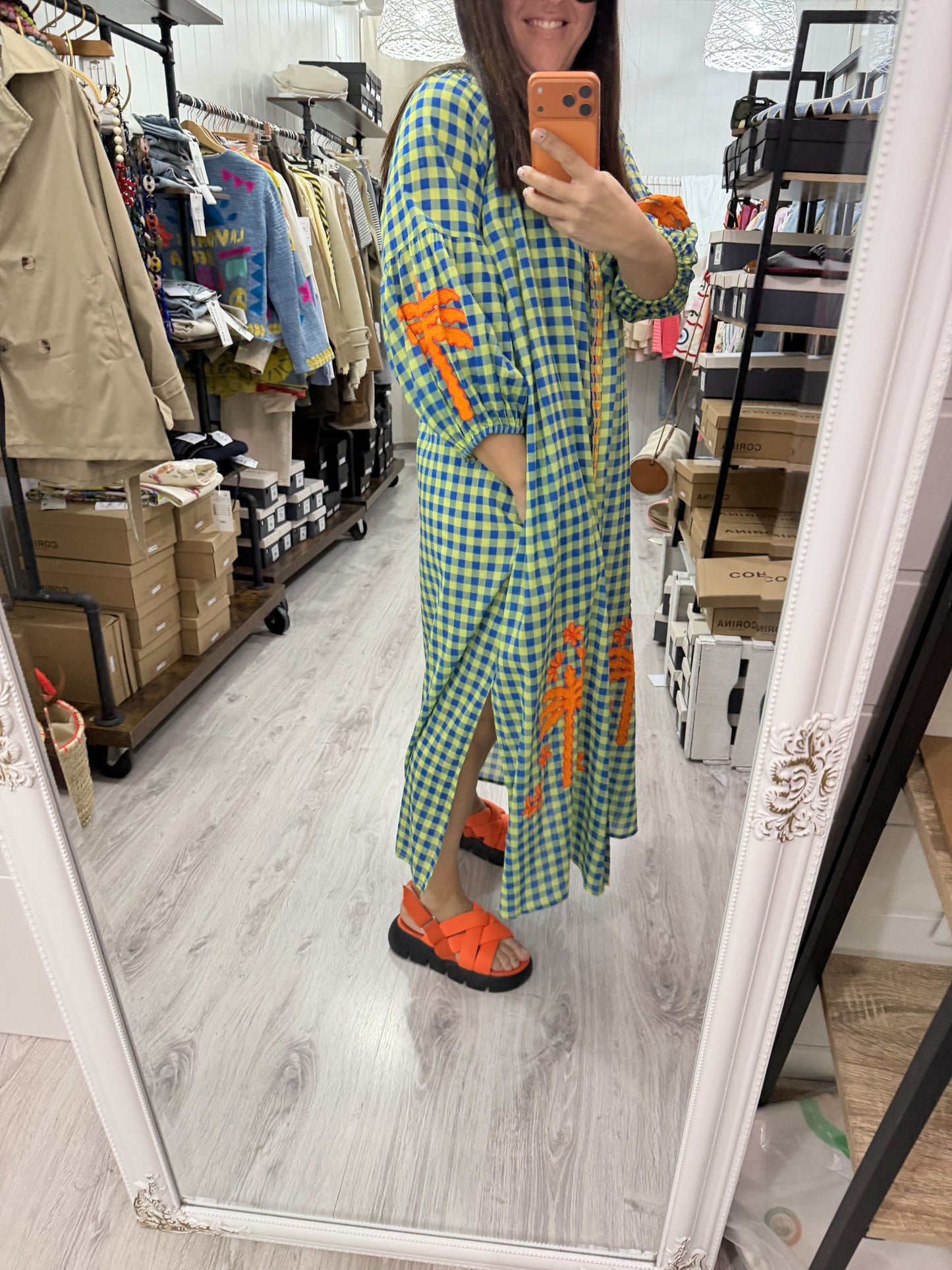 Vestido Jaipur vichy azul y verde