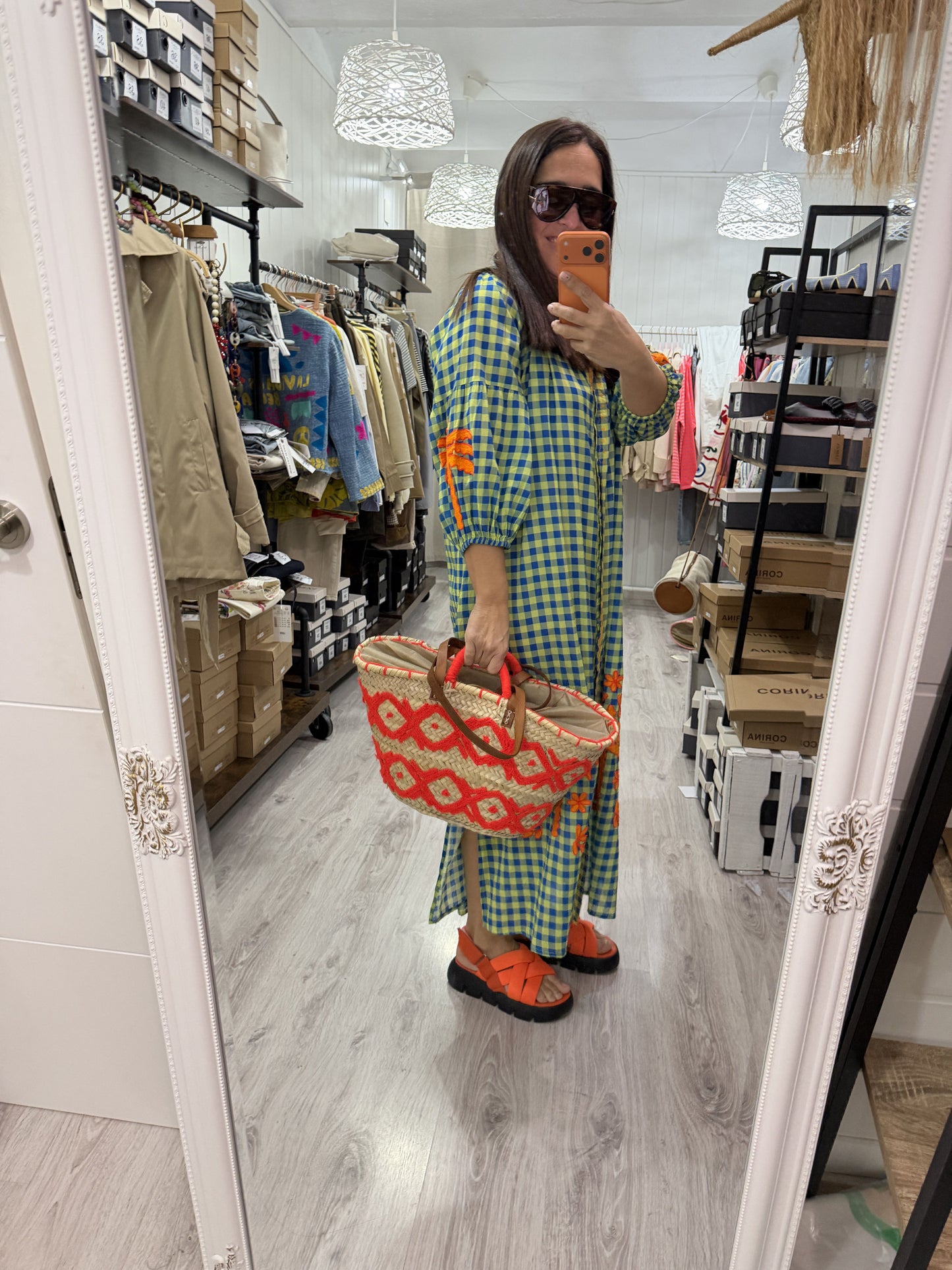 Vestido Jaipur vichy azul y verde