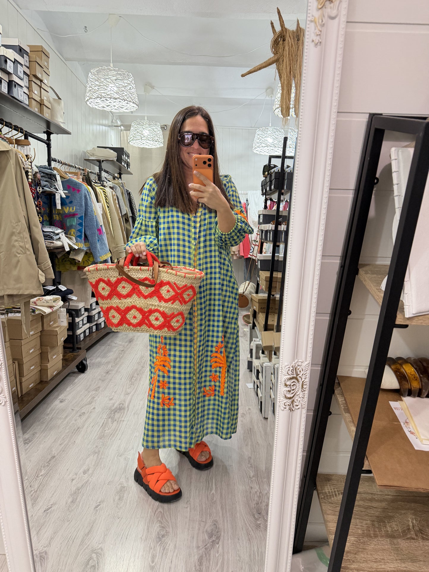 Vestido Jaipur vichy azul y verde