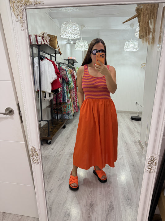 Vestido Ipanema fucsia y naranja