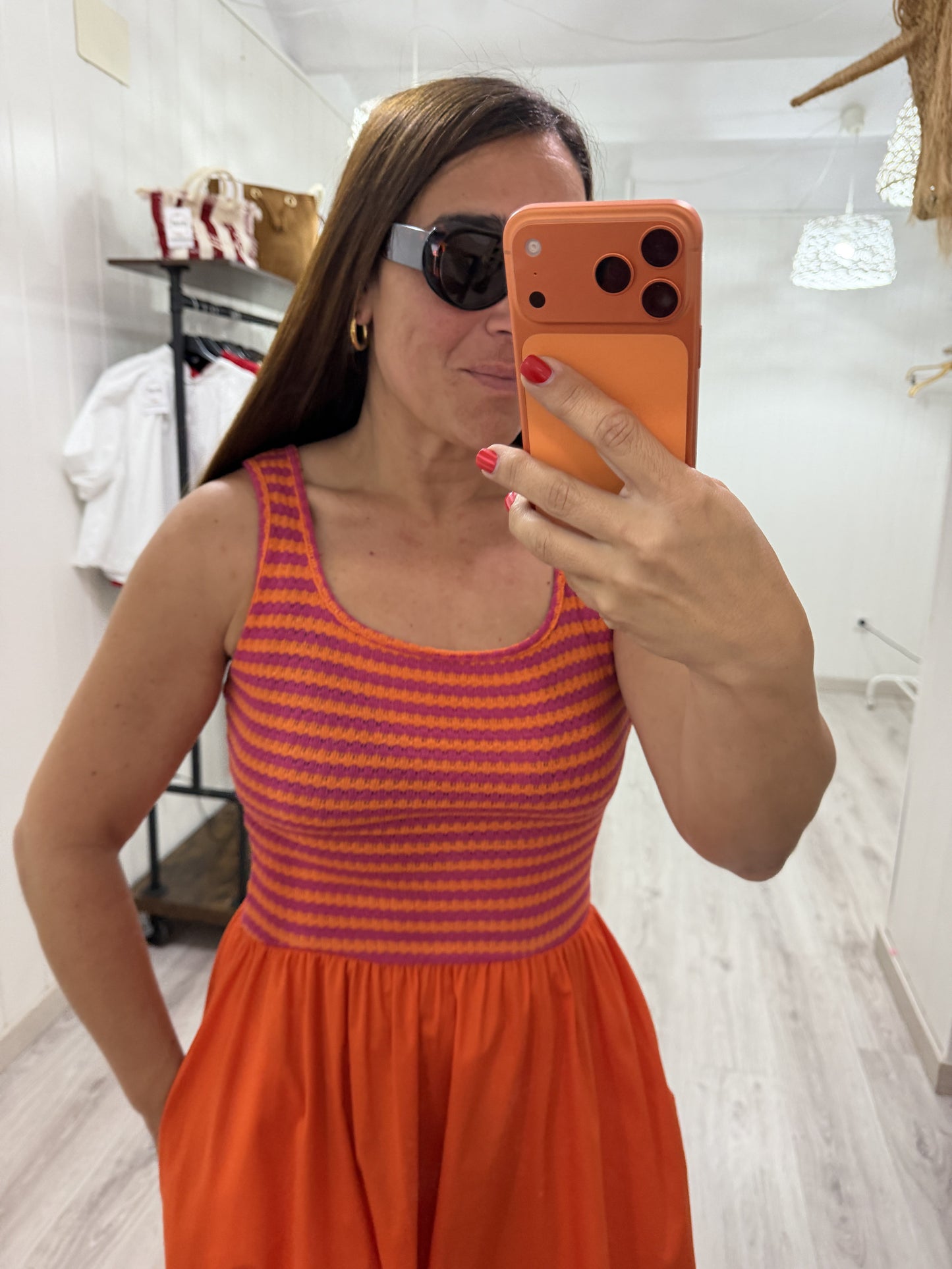 Vestido Ipanema fucsia y naranja