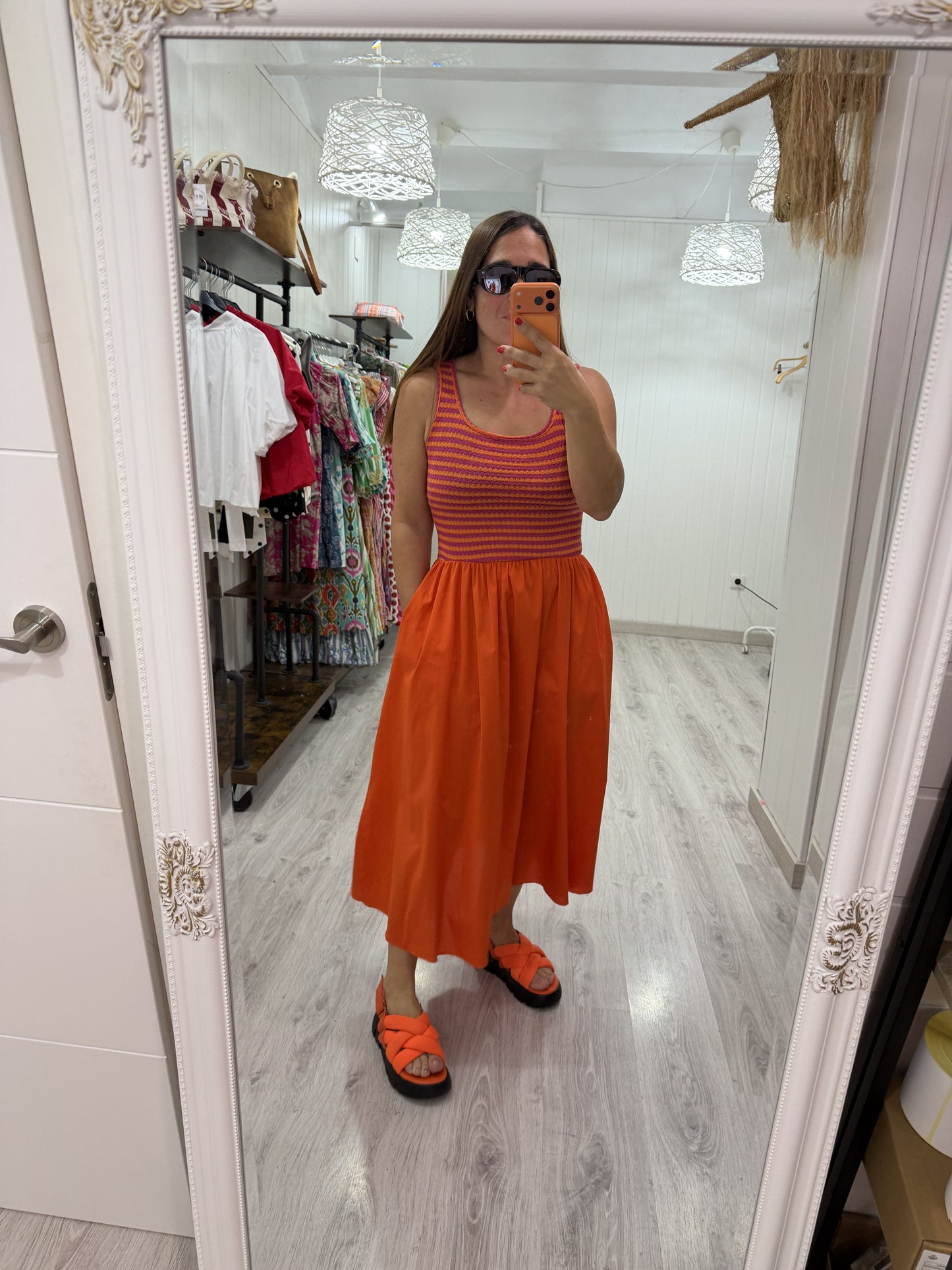 Vestido Ipanema fucsia y naranja